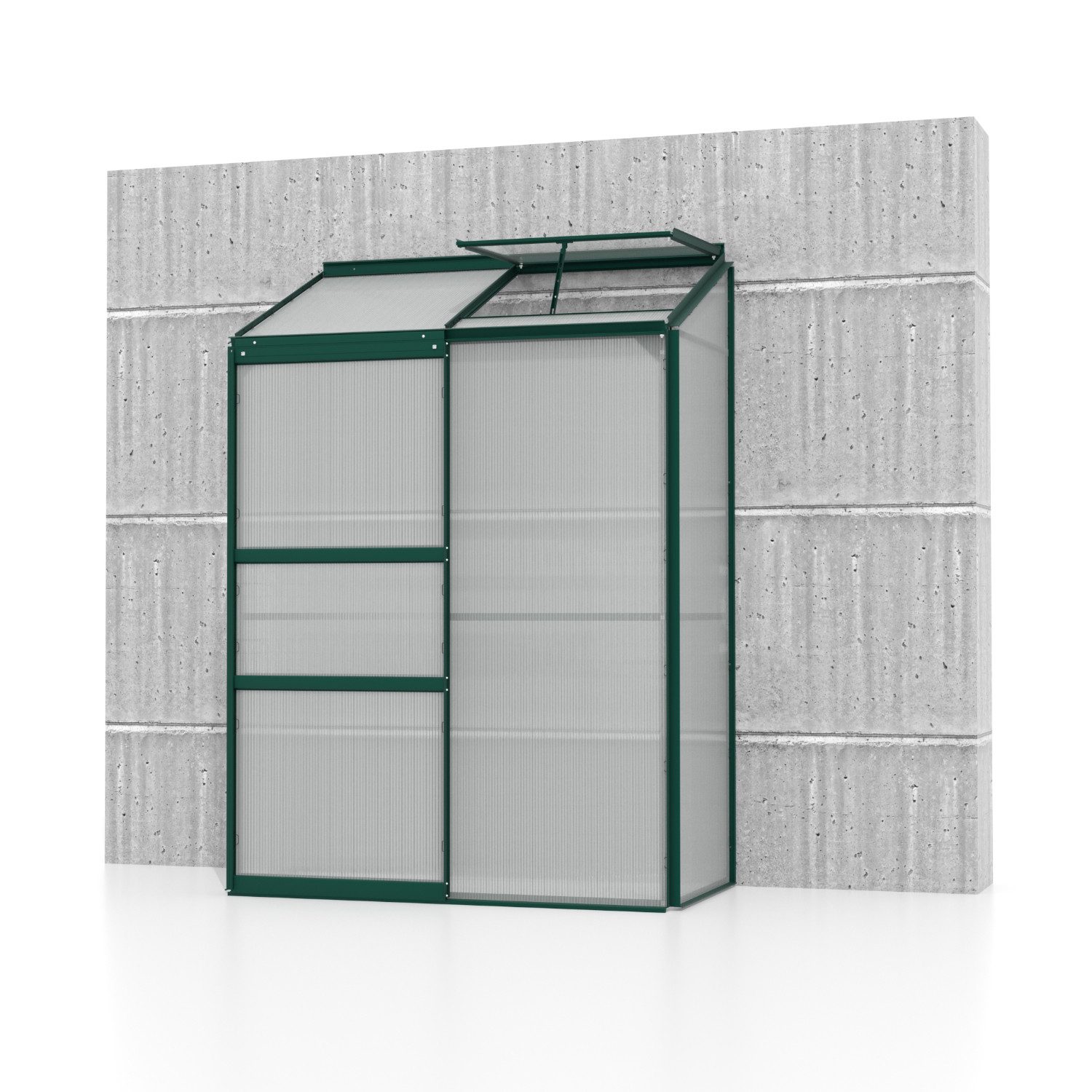 Vitavia Anlehngewächshaus Anlehn-Gewächshaus "Ida 900", 4 mm Wandstärke, mit Regenrinne und Aufbauanleitung, Platzsparend mit praktischer Höhe