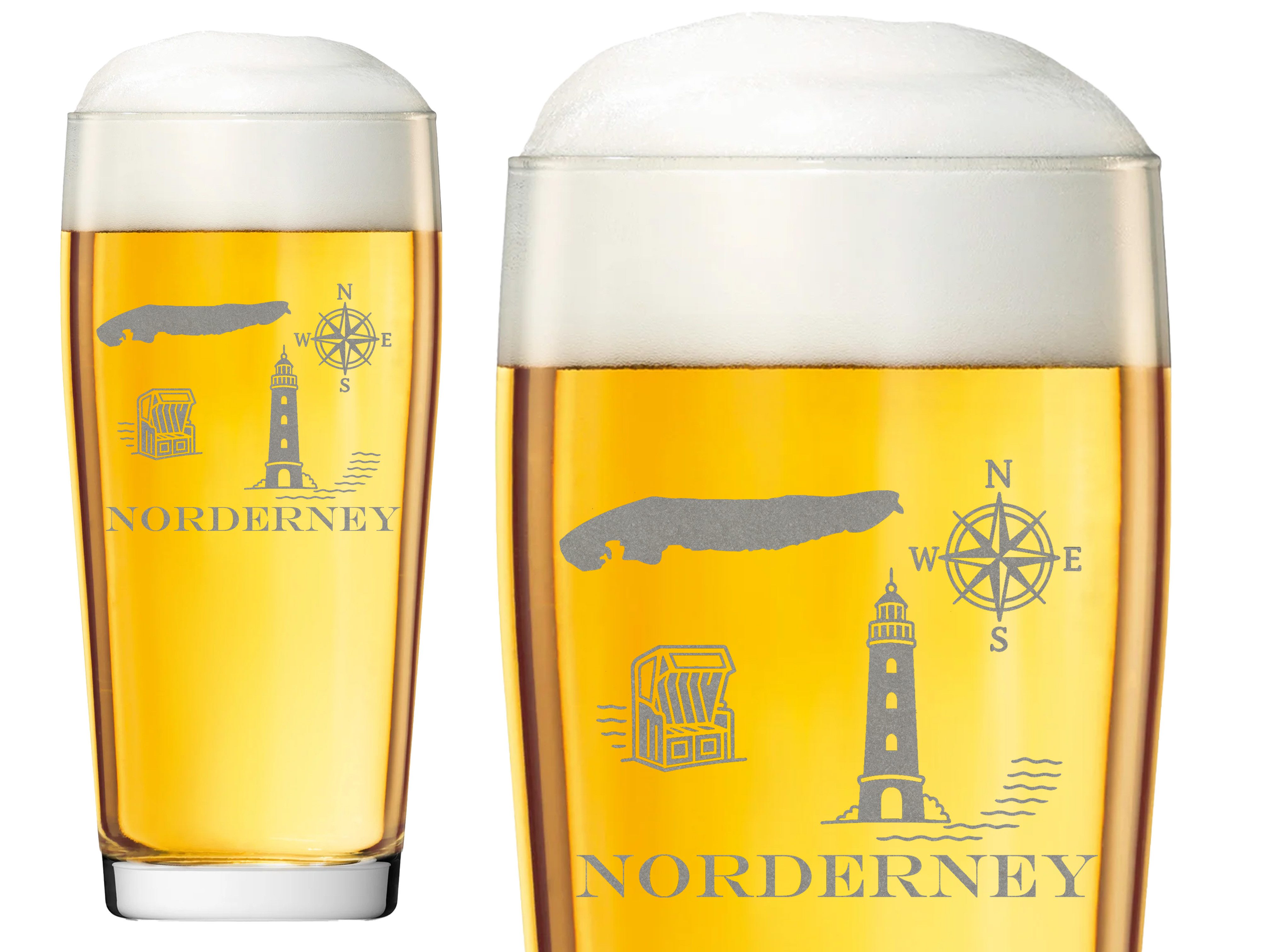 Valhalla Bierglas Gravur Norderney - 500ml spülmaschinenfest hochwertig, 1-tlg., Glas, Atemberaubende Darstellung