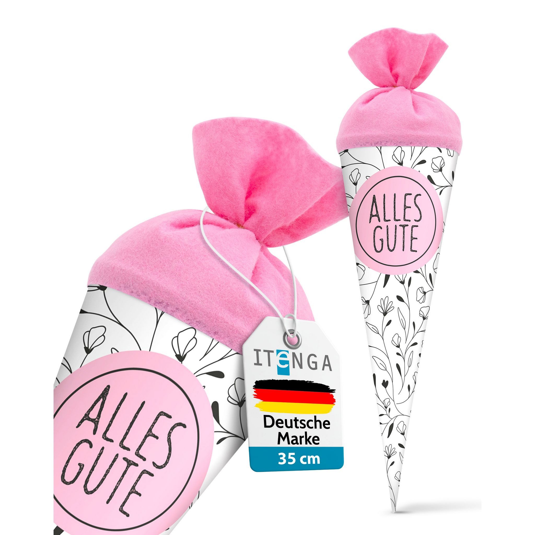 itenga Schultüte itenga Geschwisterschultüte 35cm "Florales Muster" mit Sticker "Alles