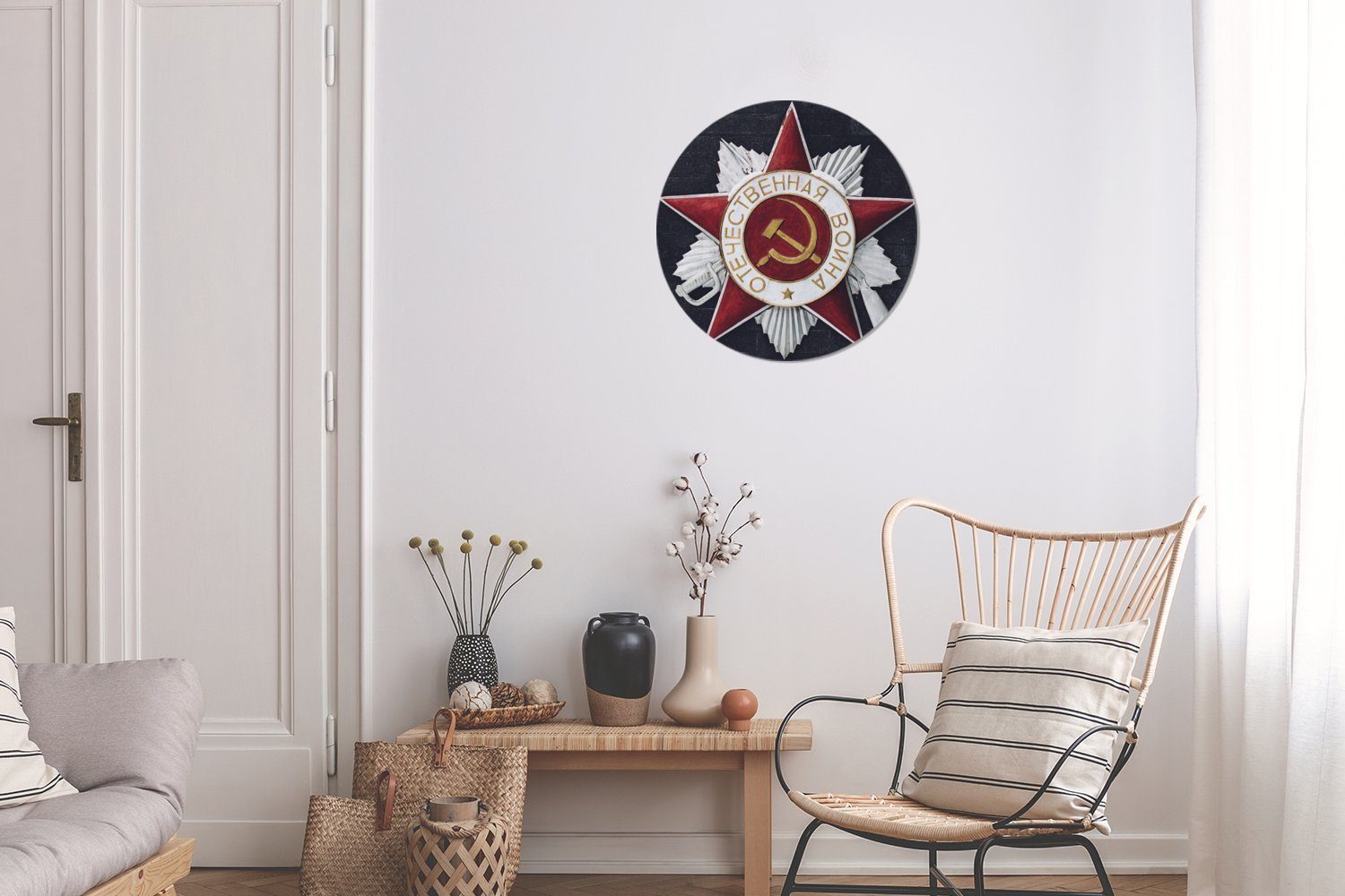 und Gemälde der Rundes sowjetische Wandbild, cm aus Der die Hammer Russischen St), Revolution, (1 Sichel MuchoWow Forex, Wohnzimmer, Wanddekoration 30x30 Kreis