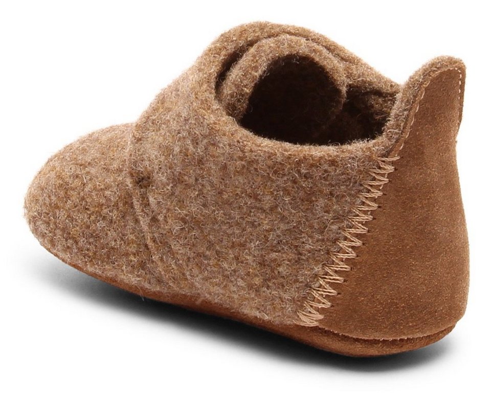 Bisgaard Bisgaard Baby Wool Hausschuh mit Klettverschluss, Genoppte  Laufsohle aus Naturkautschuk