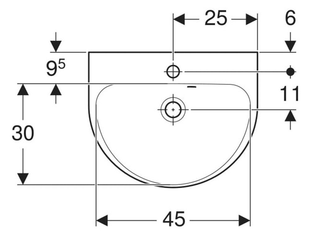 GEBERIT Waschbecken GE Handwaschbecken RENOVA 50x40cm, m. Hl., m. Ül., weiß (1-St)
