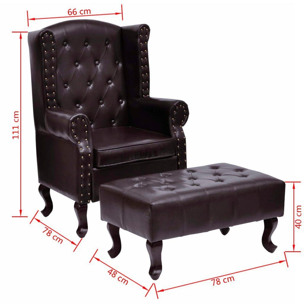 vidaXL Sessel Sessel mit Fußhocker (1-St) Dunkelbraun Kunstleder