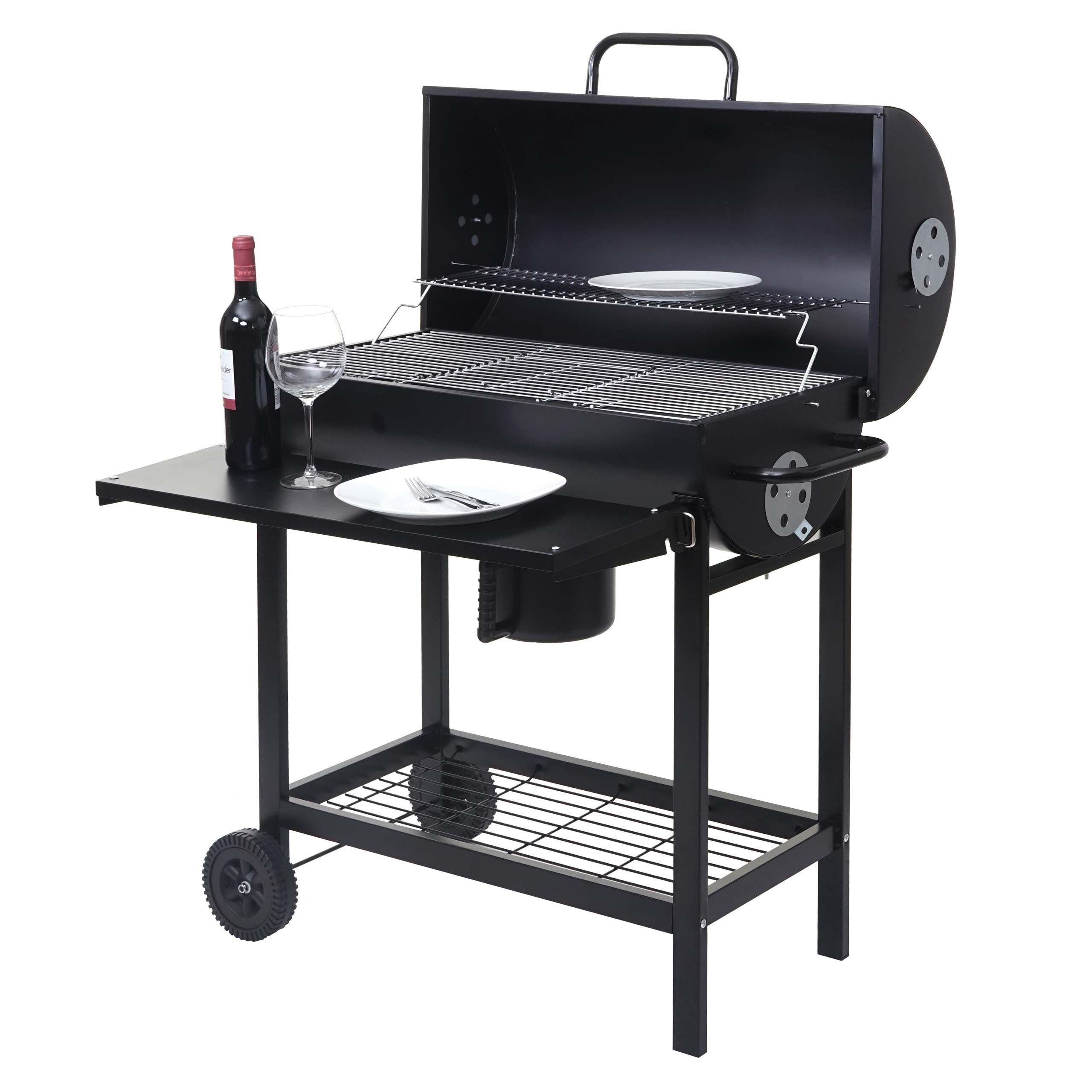 MCW Holzkohlegrill MCW-F70, inklusive regulierbarer Luftzufuhr, Warmhalterost, mit Rädern