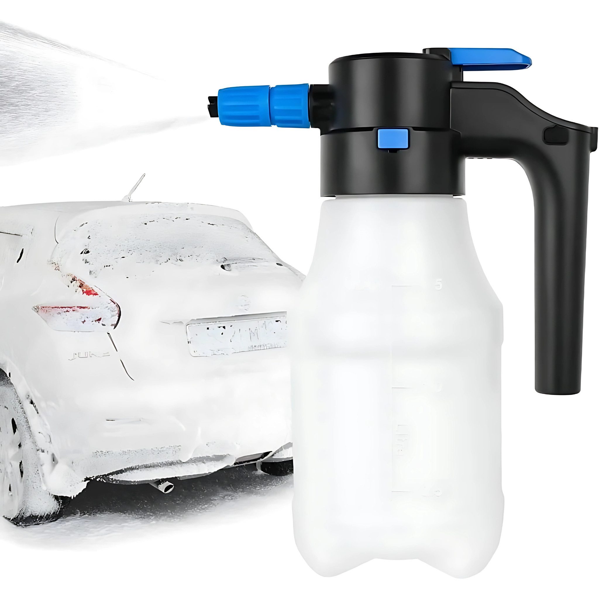 HS.SUPPLY Akku-Drucksprühgerät elektrischer Foam Sprayer, elektrischer Schaumsprüher, Auto Detailing, Mit Überdruckventil, Füllstandsanzeige & verstellbarer Düse, Vorwäsche