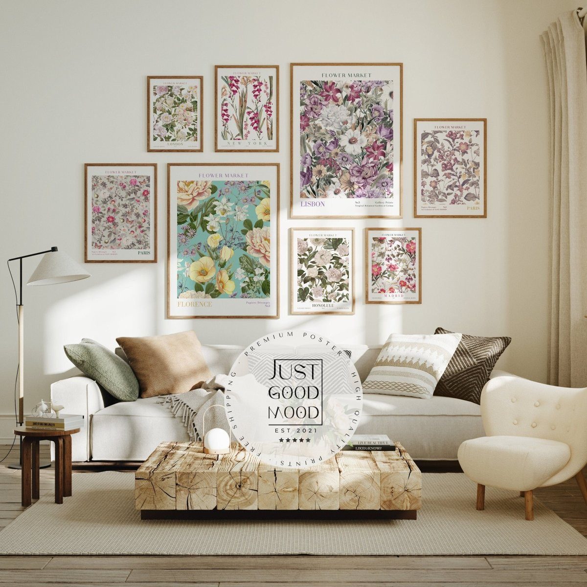 JUSTGOODMOOD Poster Flower Market Geschenkidee Design Blumen Wanddeko Wohnzimmer Küche Wal, Paris (1 St)