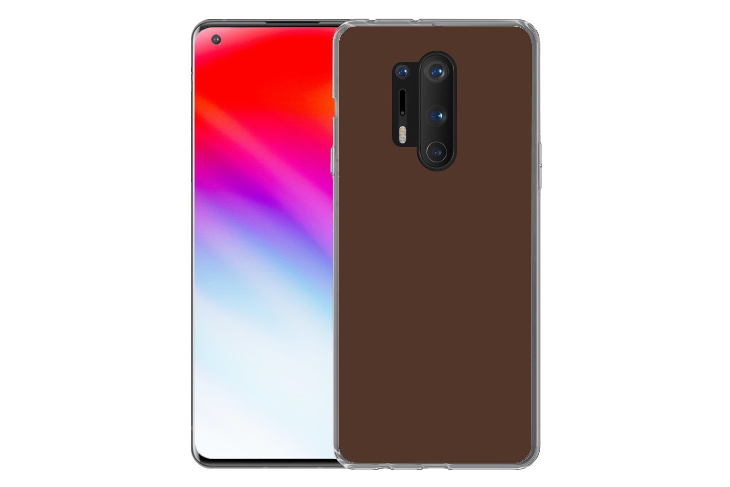 MuchoWow Handyhülle für OnePlus 8 Pro Braun - Dunkel - Farben, Phone Case, Silikon, Schutzhülle Dünn