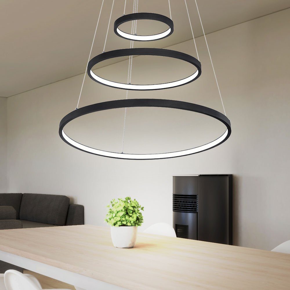 etc-shop LED Pendelleuchte, LED-Leuchtmittel fest Warmweiß, Pendelleuchte LED Hängeleuchte Wohnzimmer Ring verbaut