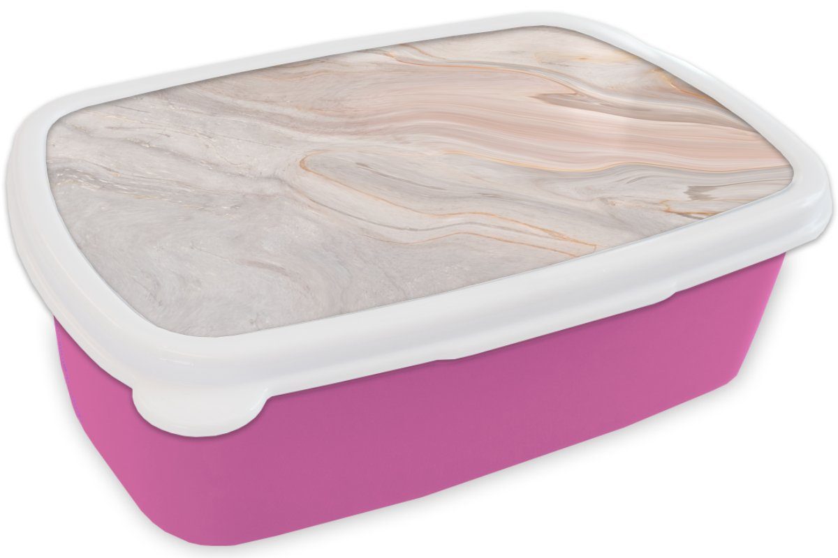 Kunststoff (2-tlg), Lunchbox Muster - rosa Abstrakt - Snackbox, Kinder, Luxe, Brotbox Kunststoff, MuchoWow - Marmoroptik - für Brotdose Marmor Pastell Mädchen, - Erwachsene,