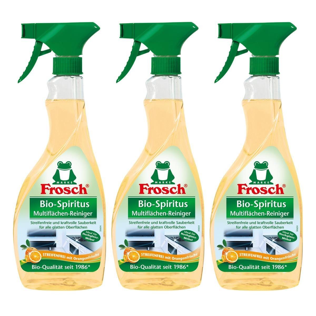 3x Frosch Orangen Multiflächen-Reiniger Sprühflasche 500 ml Glasreiniger