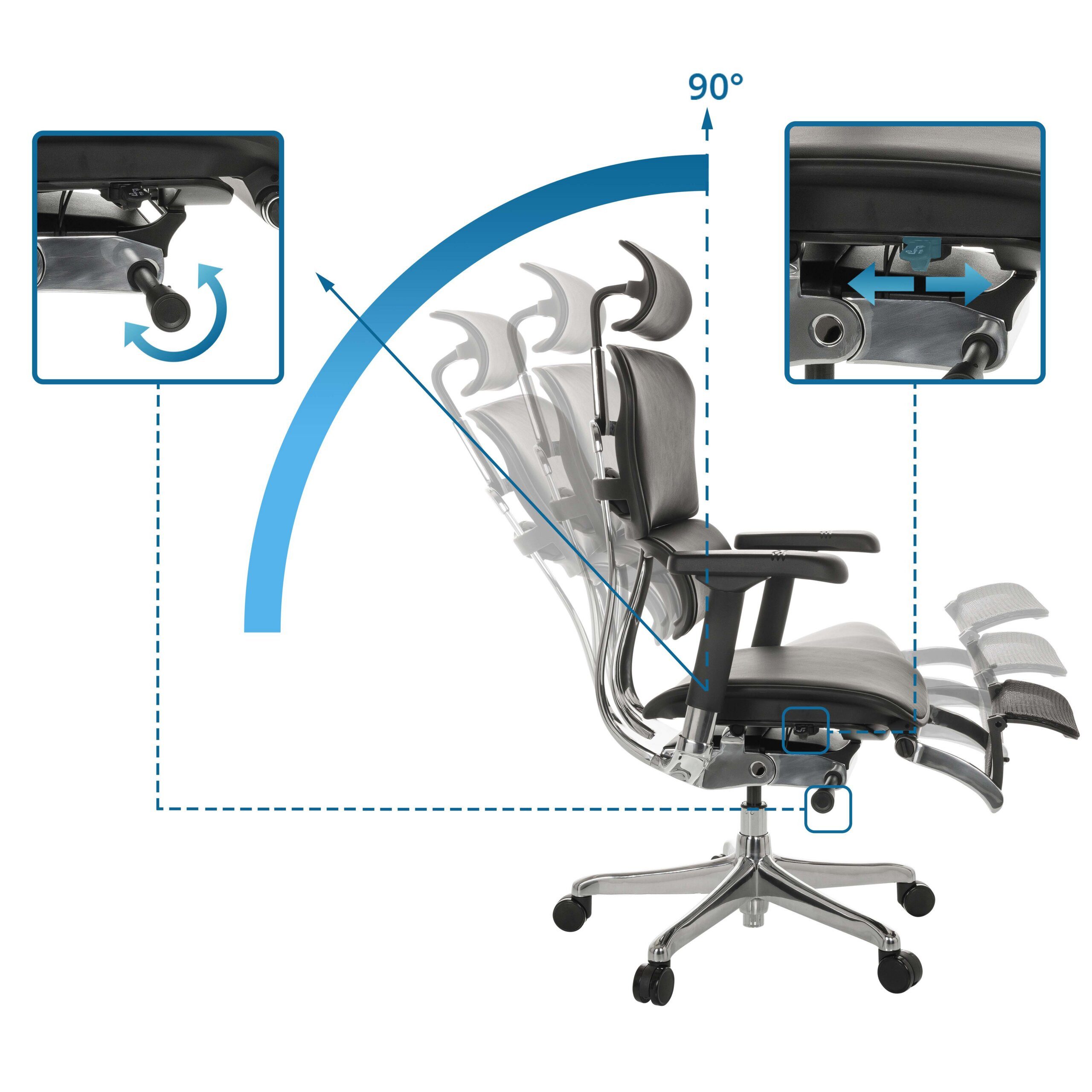 hjh OFFICE Drehstuhl Luxus Chefsessel Ergohuman Plus Legpro Gen2 Leder (1 St), Profi Bürostuhl Schreibtischstuhl ergonomisch