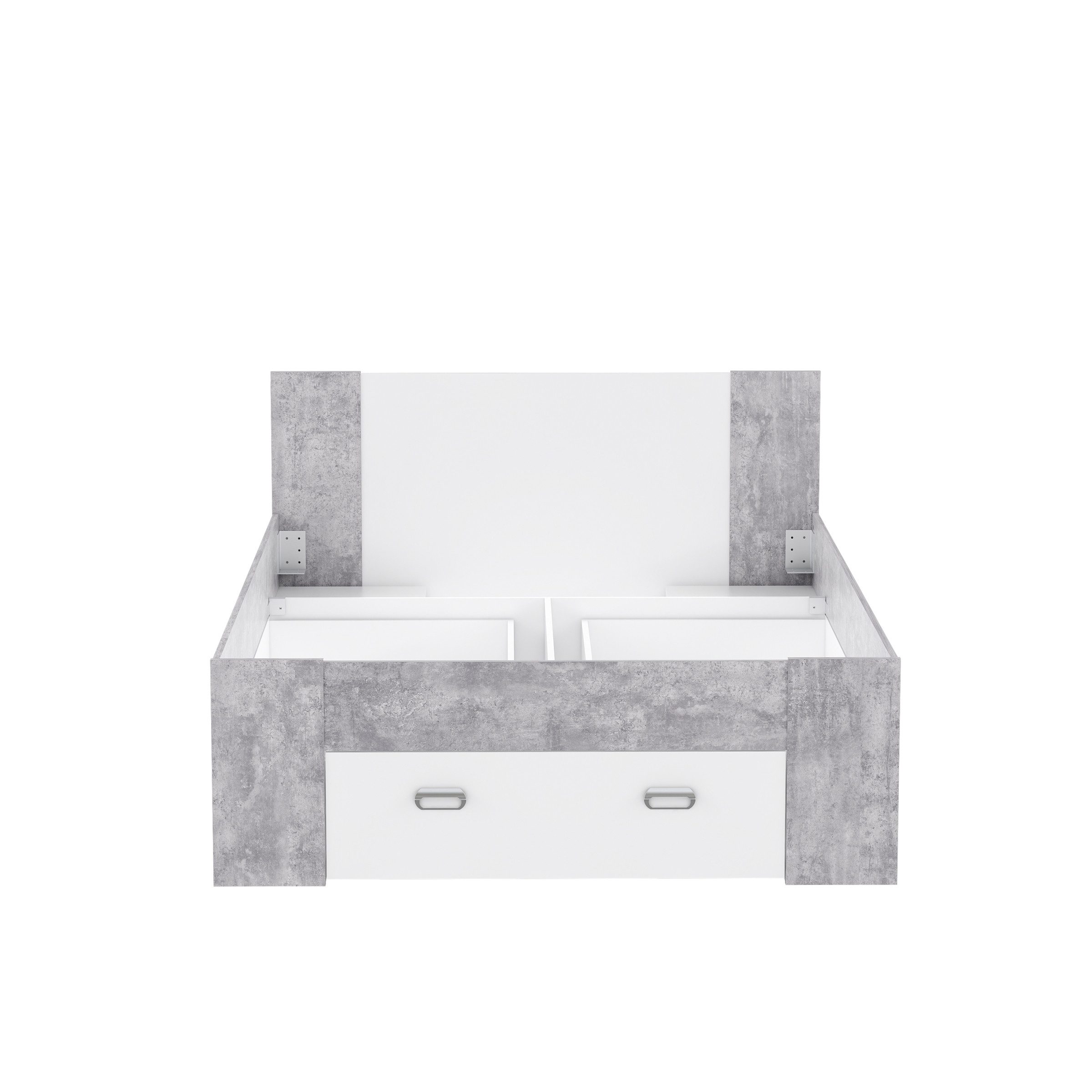 freiraum Stauraumbett Bob, in Betonoptik Lichtgrau / Weiss - 203,6x86x143,4cm (BxHxT)