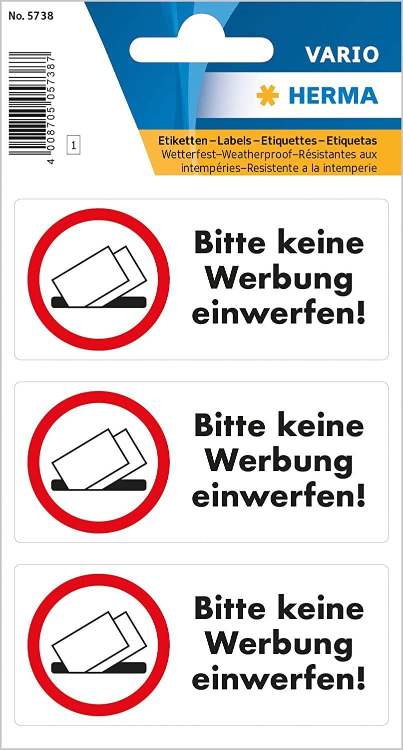 HERMA Hinweisetiketten , Bitte keine Werbung einwerfen,