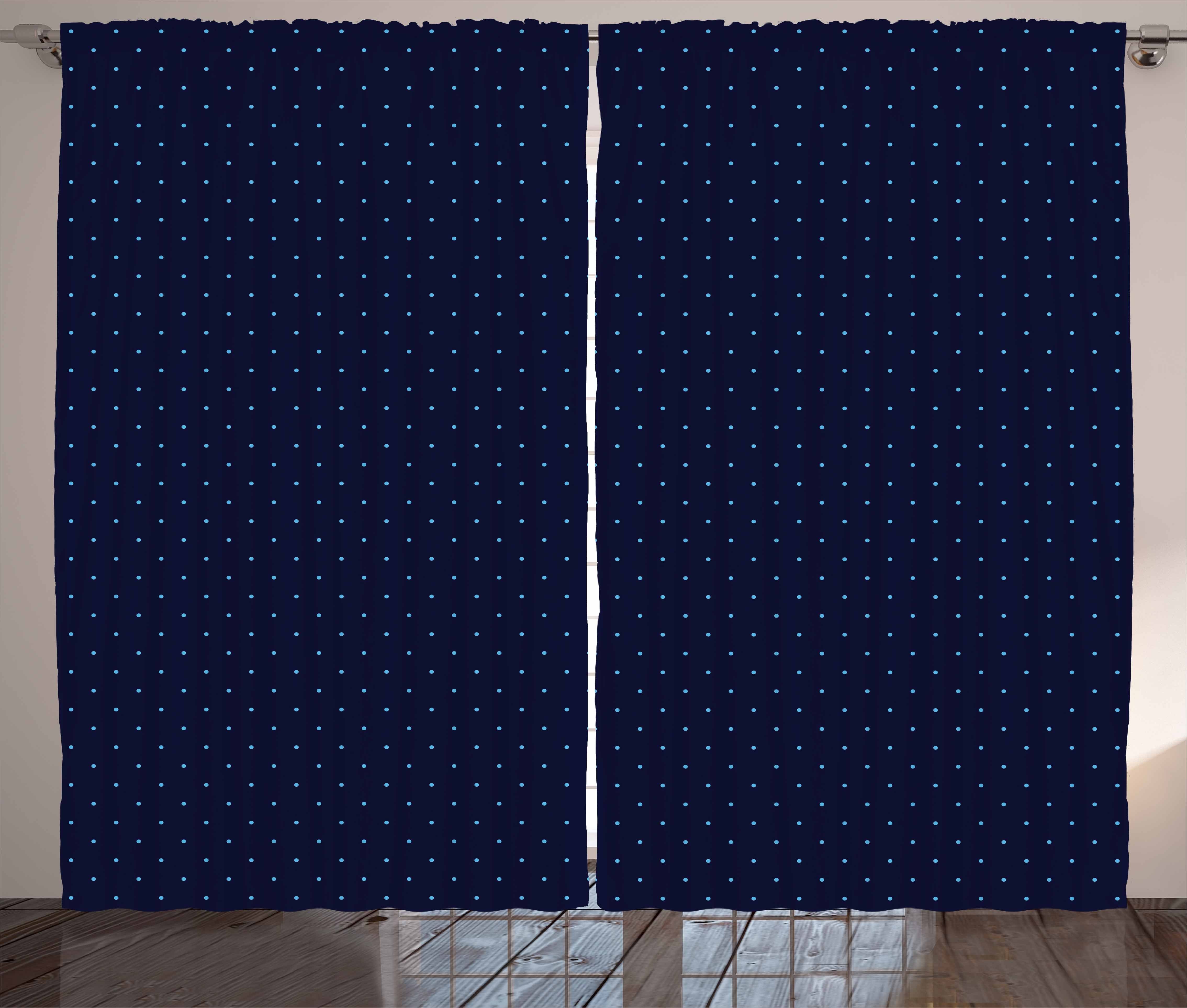 Gardine Schlafzimmer Kräuselband Vorhang mit und Retro-Stil Blaue Schlaufen Polka Abakuhaus, Dot Punkte Haken