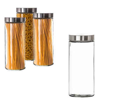 BigDean Vorratsdose Vorratsglas 2,2 L Glas Schraubglas Edelstahldeckel Vorratsgläser, Glas, (1-tlg)