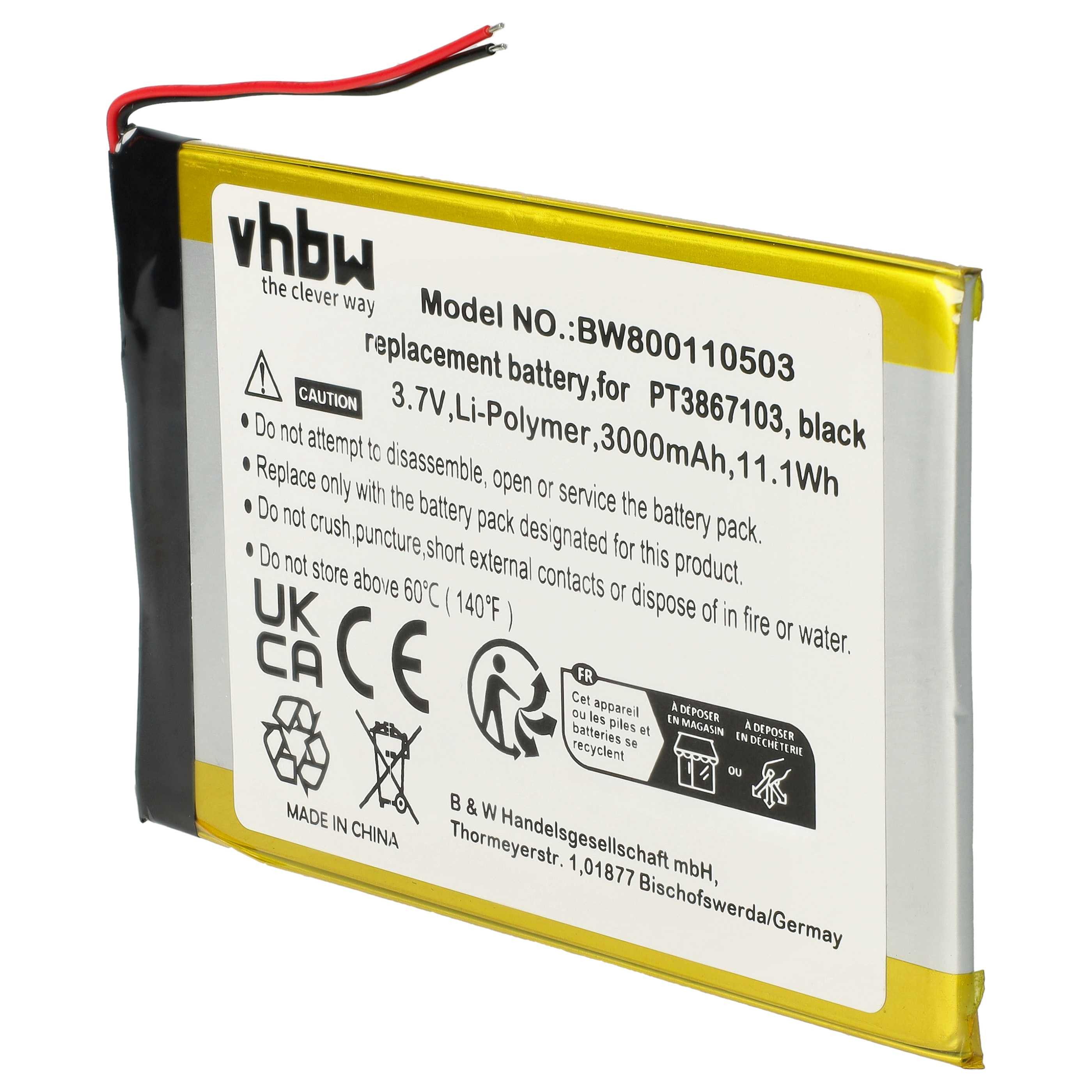 Ersatz für PT3867103 für (3000 mAh, 3,7 V, Li-Polymer) Tablet-Akku