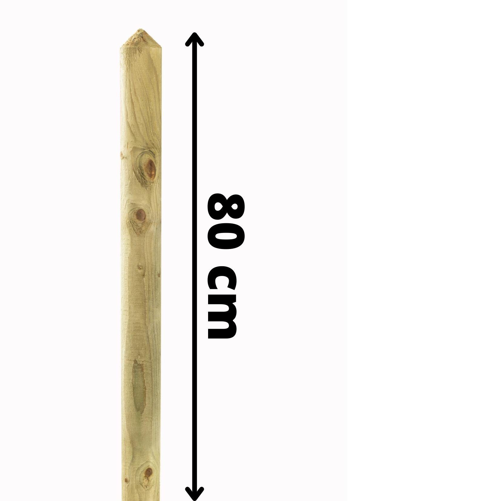 Mega-Holz Holzzaun Zaunlatten-Paket Halbpalisade Kiefer 80cm, (Sparpaket, 40-St., Zaunlatten ohne Pfosten) – Bild 4 von 4