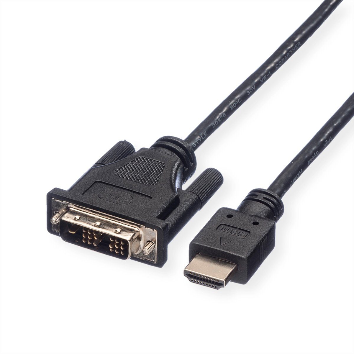 ROLINE Kabel DVI (18+1) ST - HDMI ST Audio- & Video-Kabel, DVI-D 18+1, Single-Link Männlich (Stecker), HDMI Typ A Männlich (Stecker) (100.0 cm)