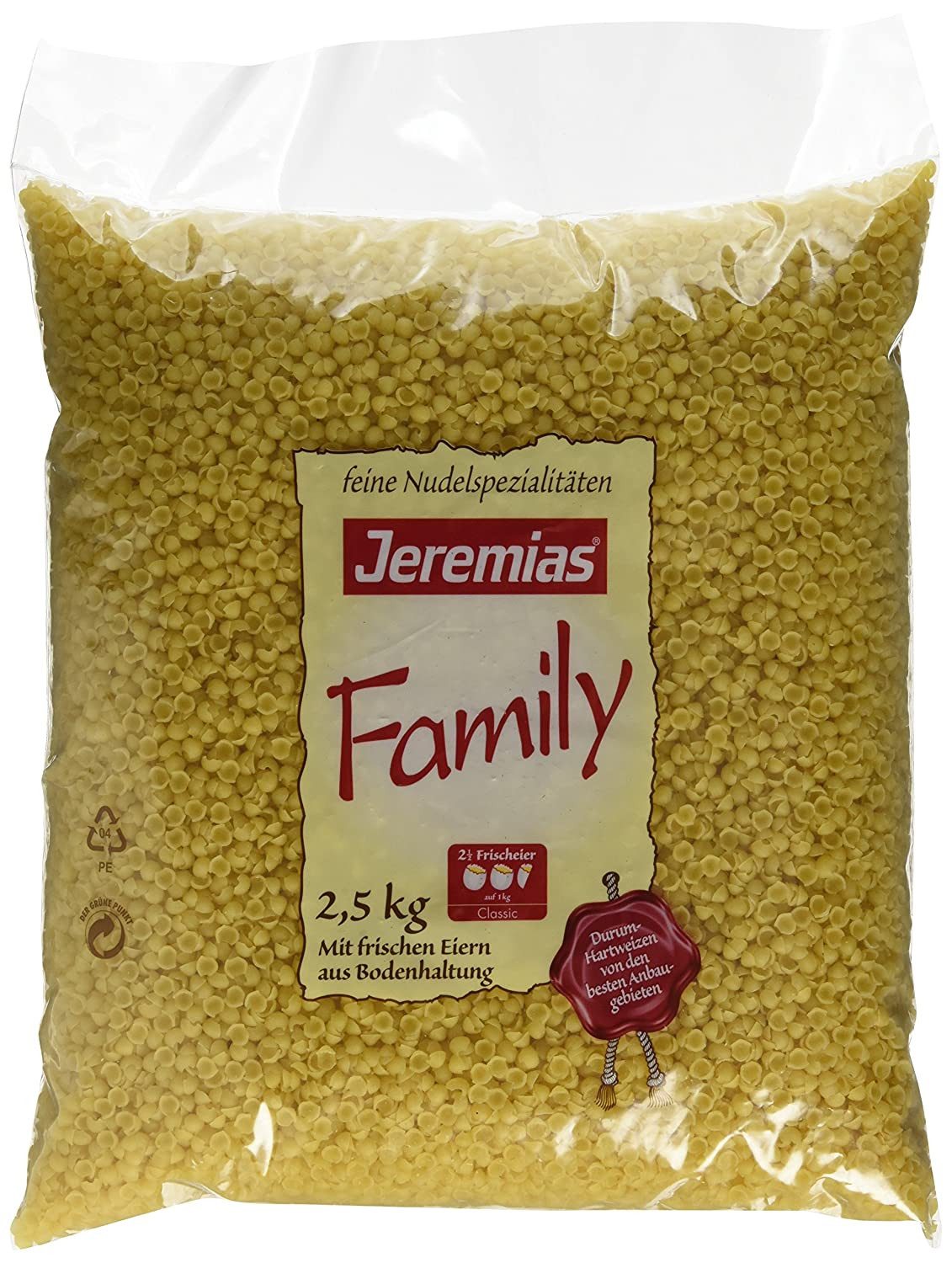 Jeremias Nudeln, Jeremias Suppen Muscheln Family Nudeln mit frischen Eiern 2500g