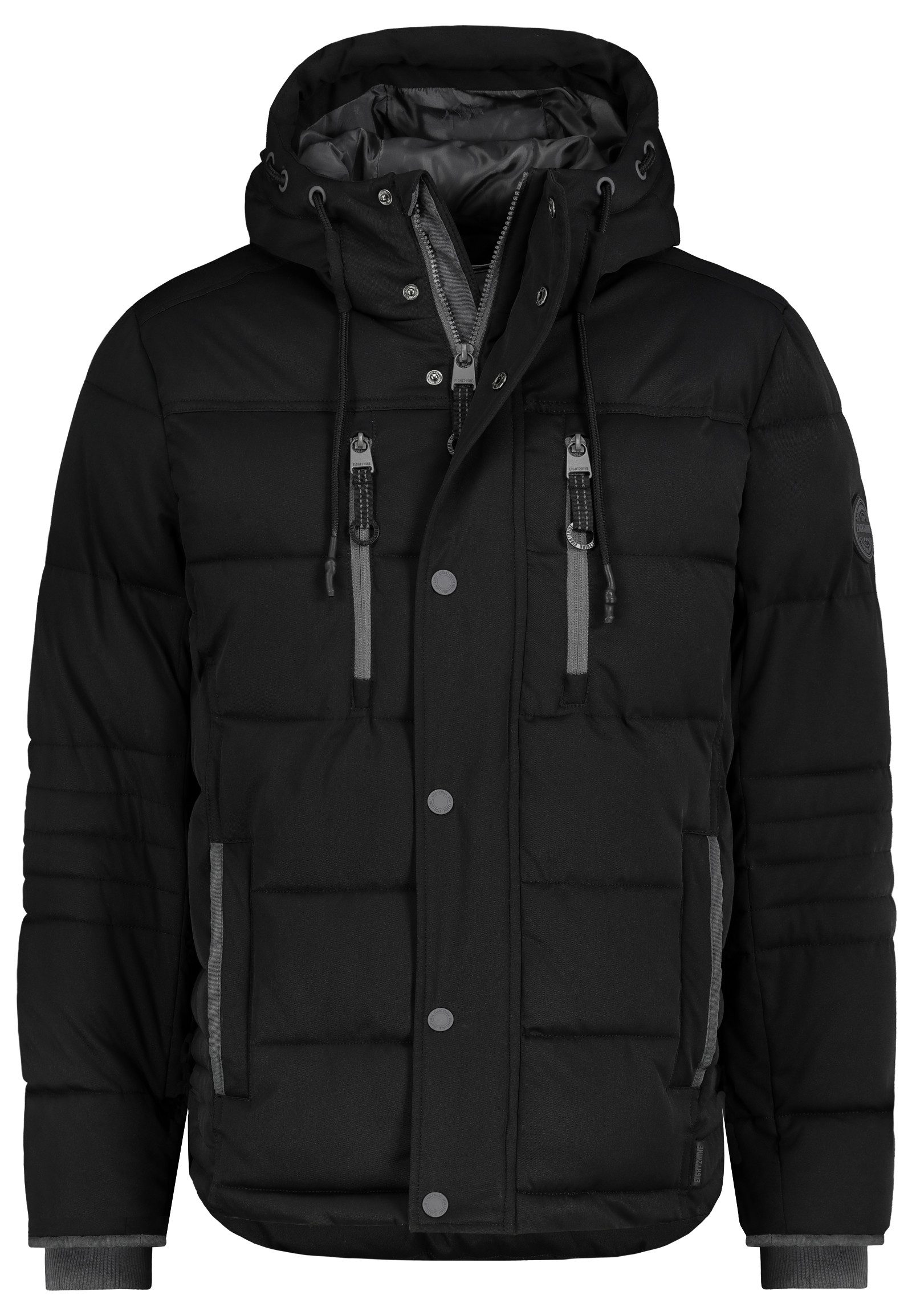 Eight2Nine Steppjacke Herren Steppjacke mit Kapuze Verschiedene Steppungen, Verlängertes Rückteil, Kapuze