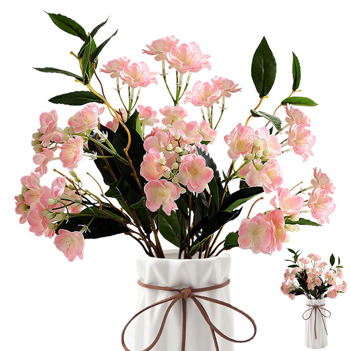 Kunstblumenstrauß Künstliche Blumen Afrikanische Jasminzweige 5 Blumen, MOPUEA, Vielseitige Einsatzmöglichkeiten in jedem Raum