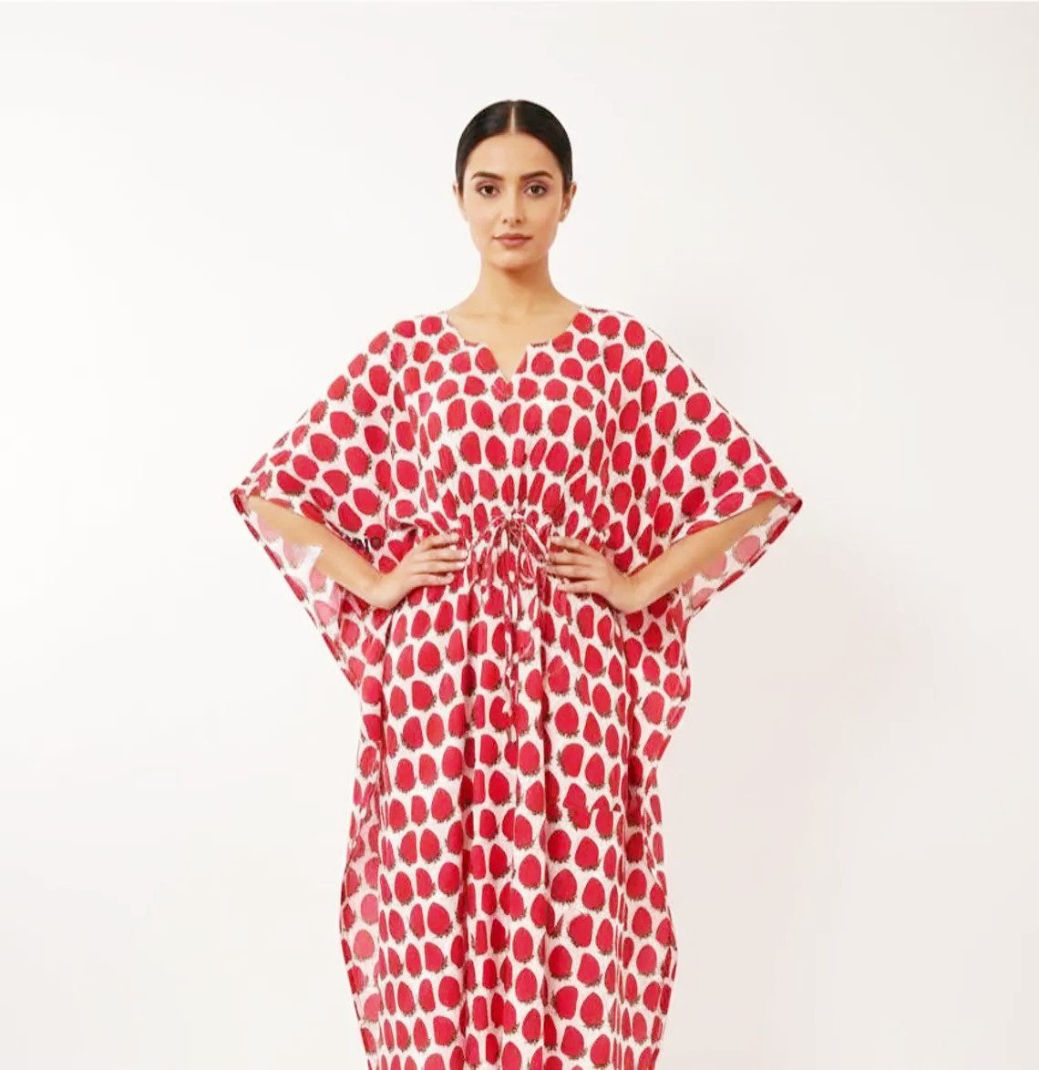 PfauGermany Kaftan Charming Vibrant Strawberry Print Kaftan