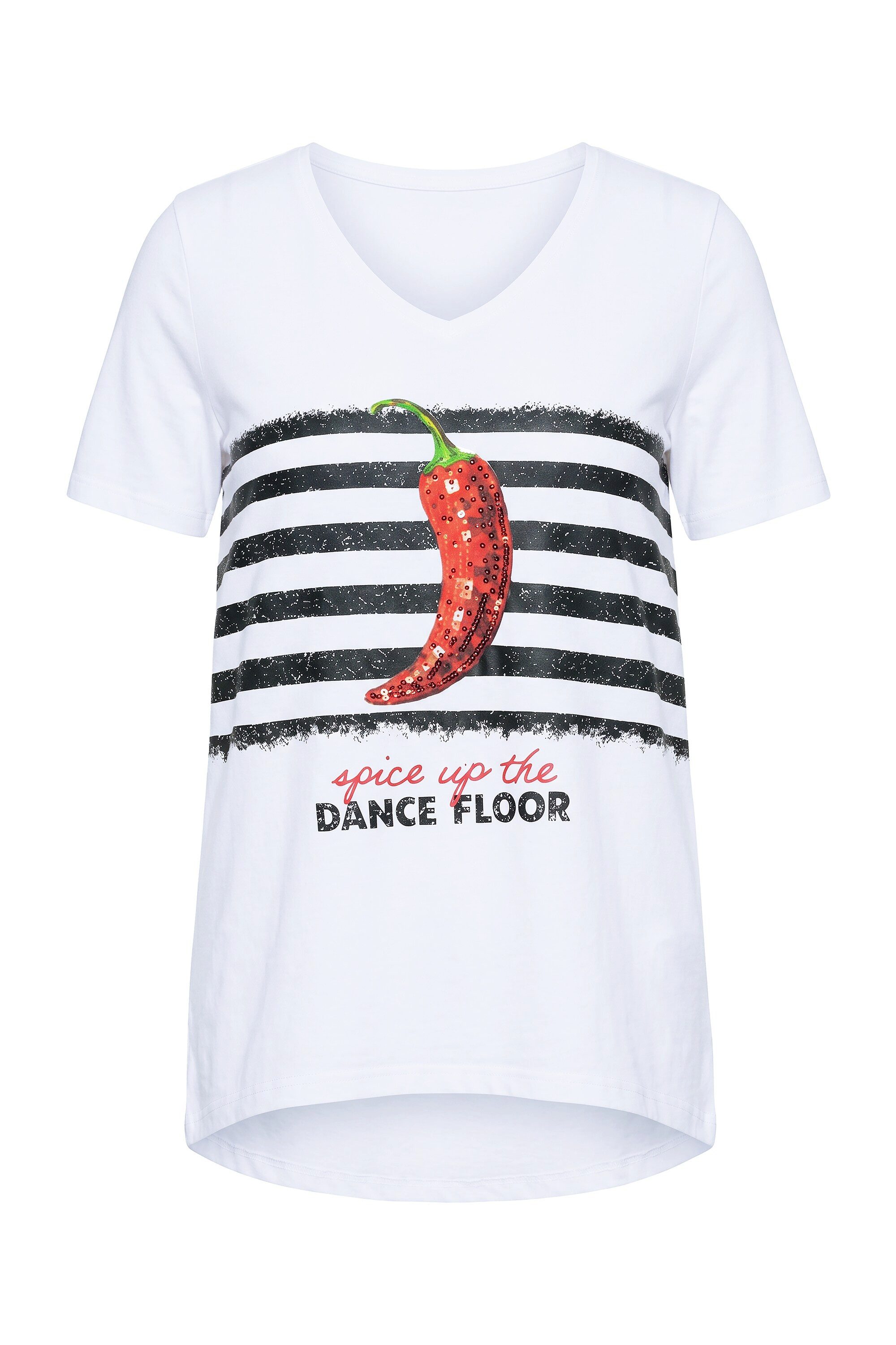 Angel of Style T-Shirt T-Shirt A-Linie Chili-Motiv Glitzersteinchen
