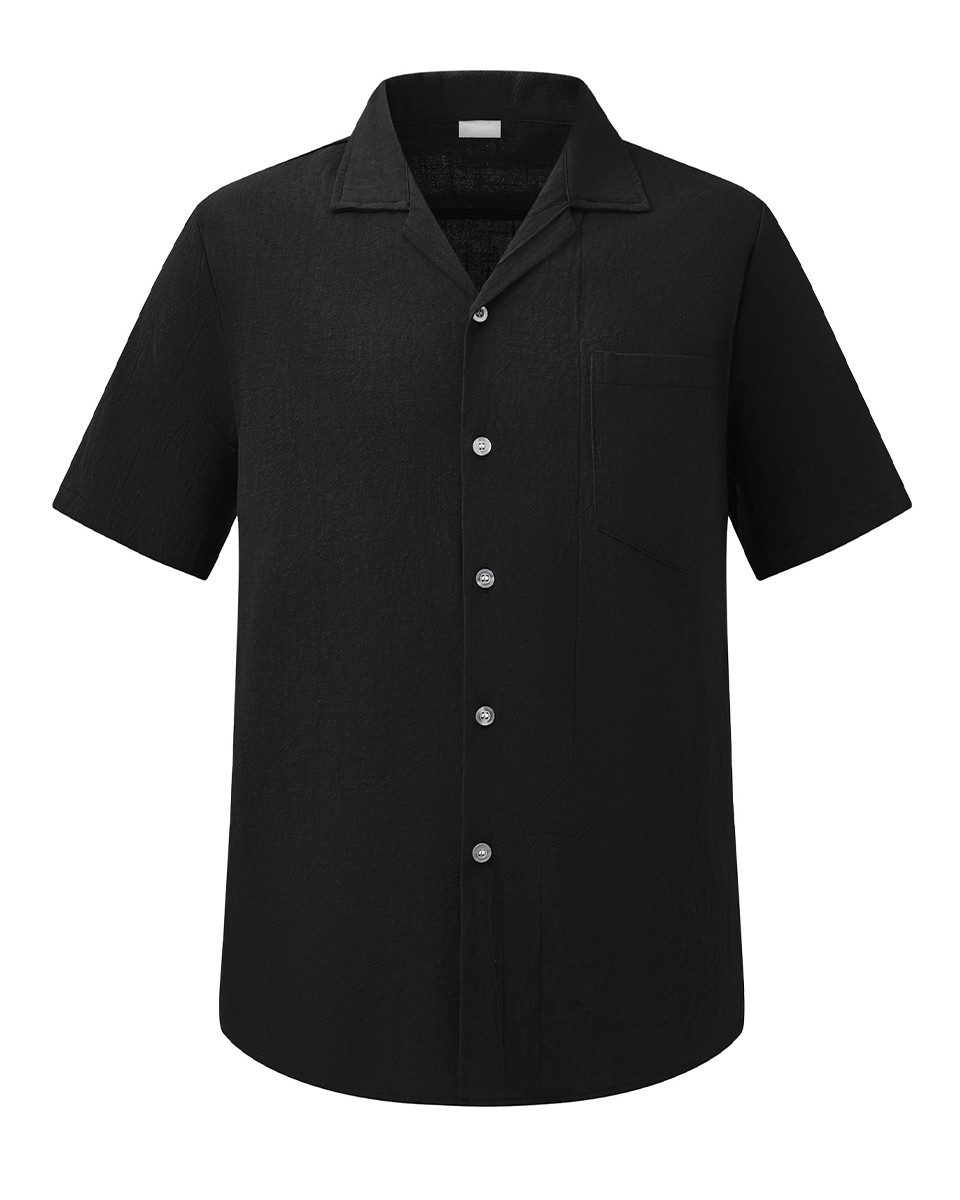 Allthemen Kurzarmhemd Herren Vintage Kubanerkragen Kurzarmhemd Freizeithemd lockerer