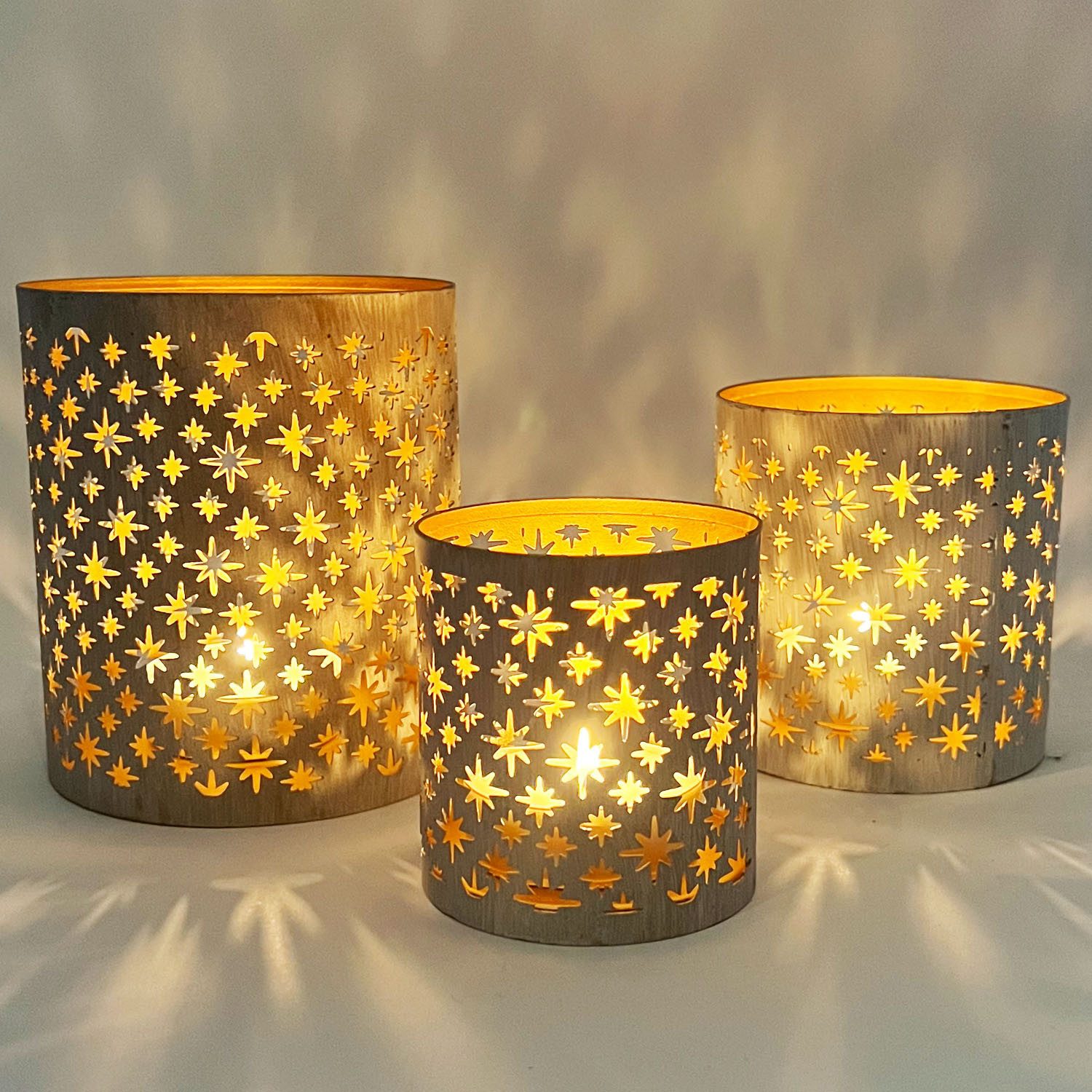 Teelichthalter 3er Set Orientalisches Garten Windlicht Teelichthalter Hamman Weiss