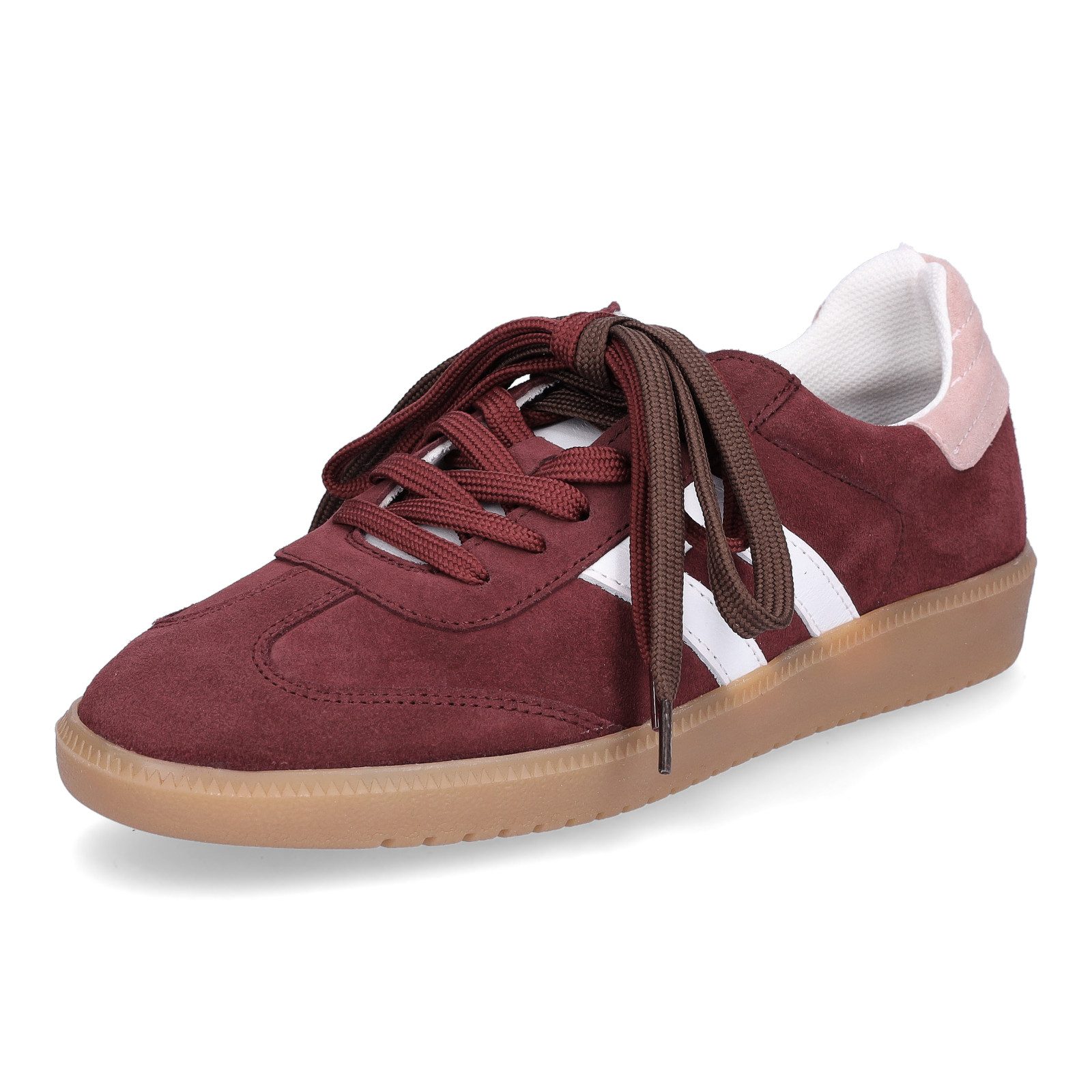 MIDS MORGAN Damen Sneaker bordeaux aus Velourleder mit Wechselfußbett und doppelter Schnürung
