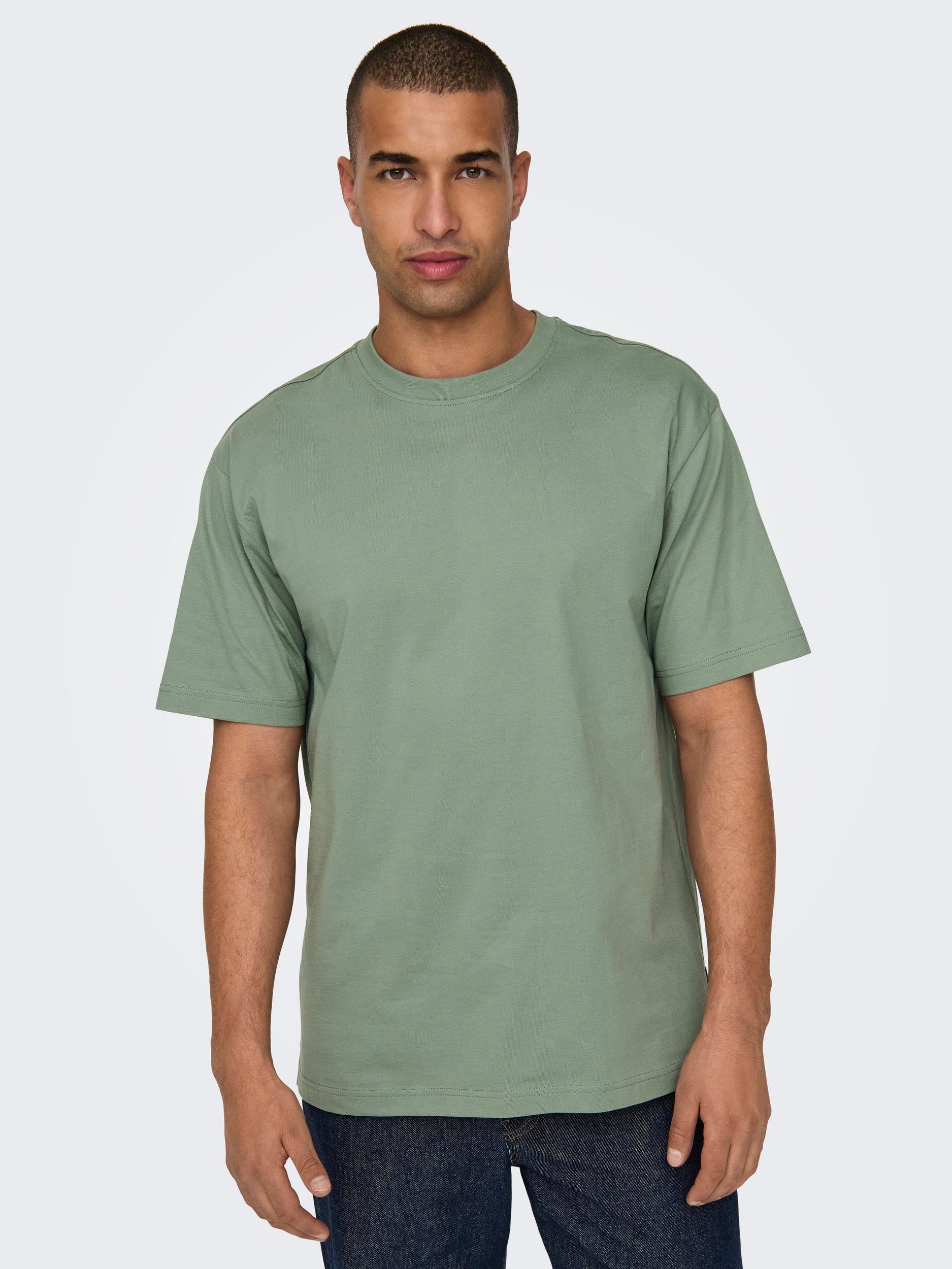 ONLY & SONS Rundhalsshirt ONSFRED LIFE RLX SS TEE NOOS Hedge Green