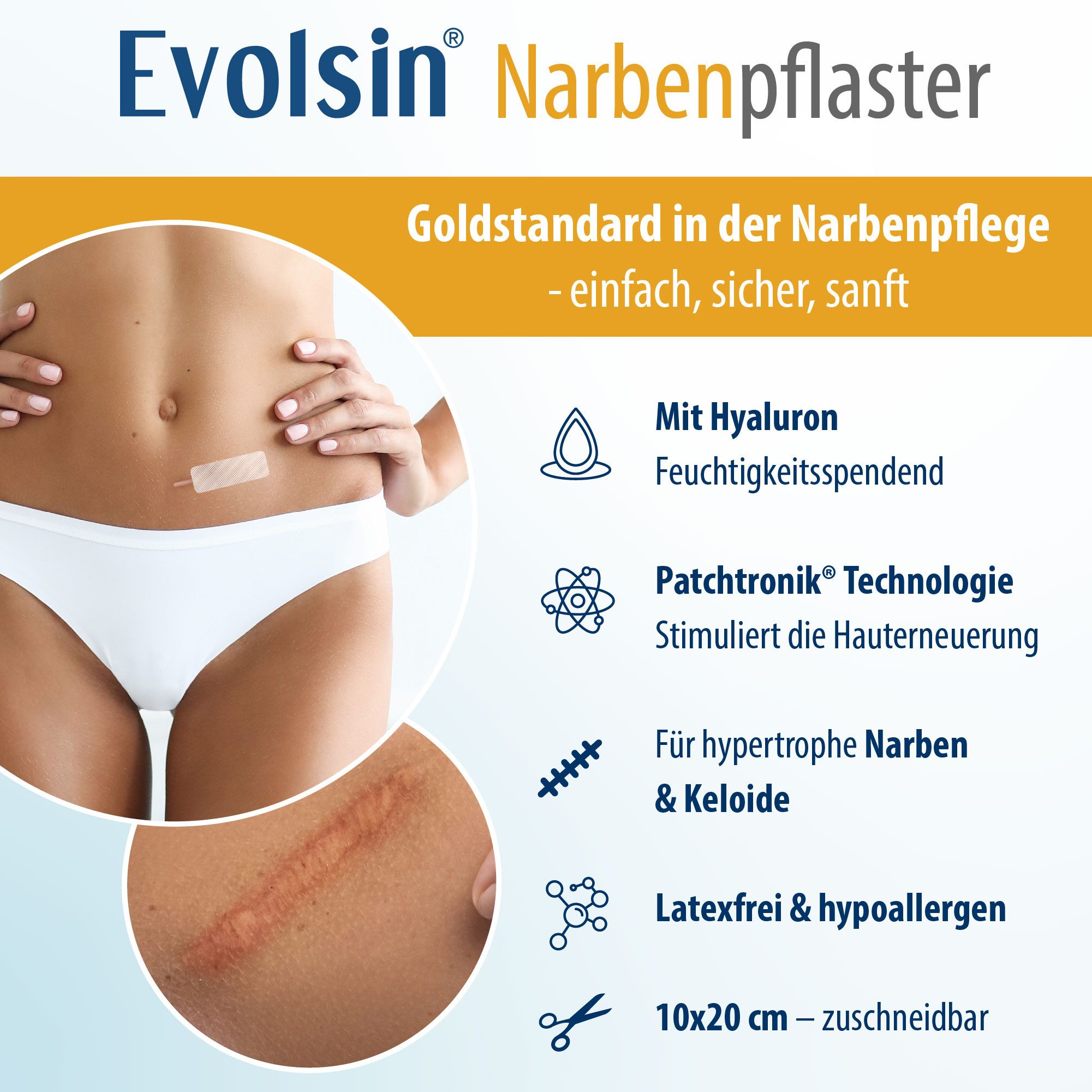 Evolsin Wundpflaster Evolsin Narbenpflaster mit Hyaluron & Patchtronik (2 St)