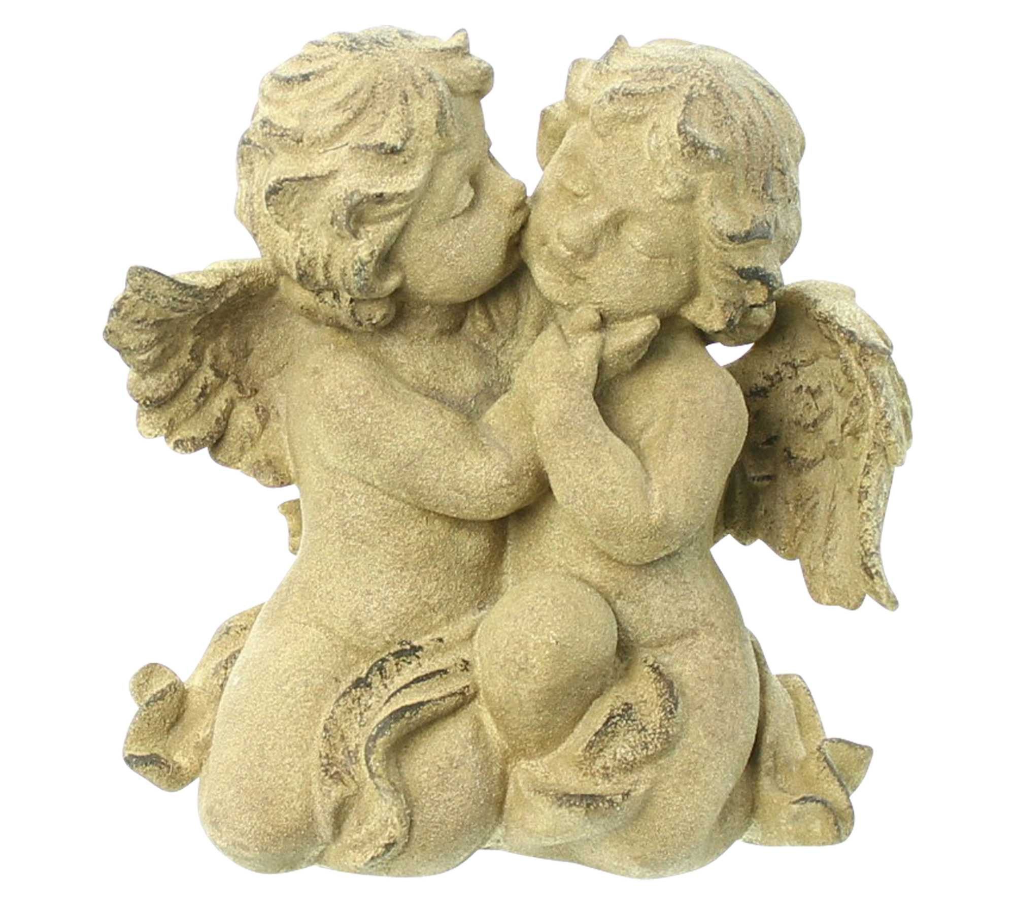 Dekoleidenschaft Dekofigur Engel "Küsschen" Engelpaar aus Polyresin, Engelstatue, Weihnachtsdeko, Outdoor Gartendeko wetterfest, Hochzeitsdeko, Grabdeko