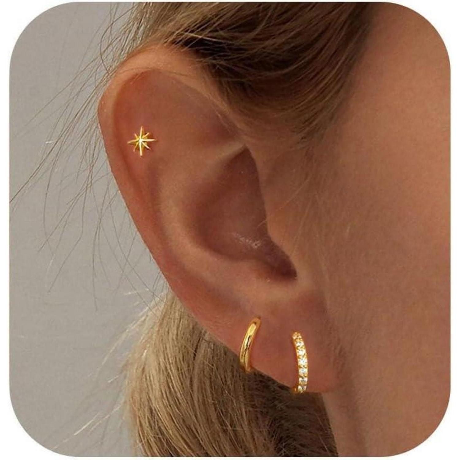 LuxusKollektion Schmuckset Ohrringe Silber 925/14K Vergoldet Damen Klein Cr günstig online kaufen