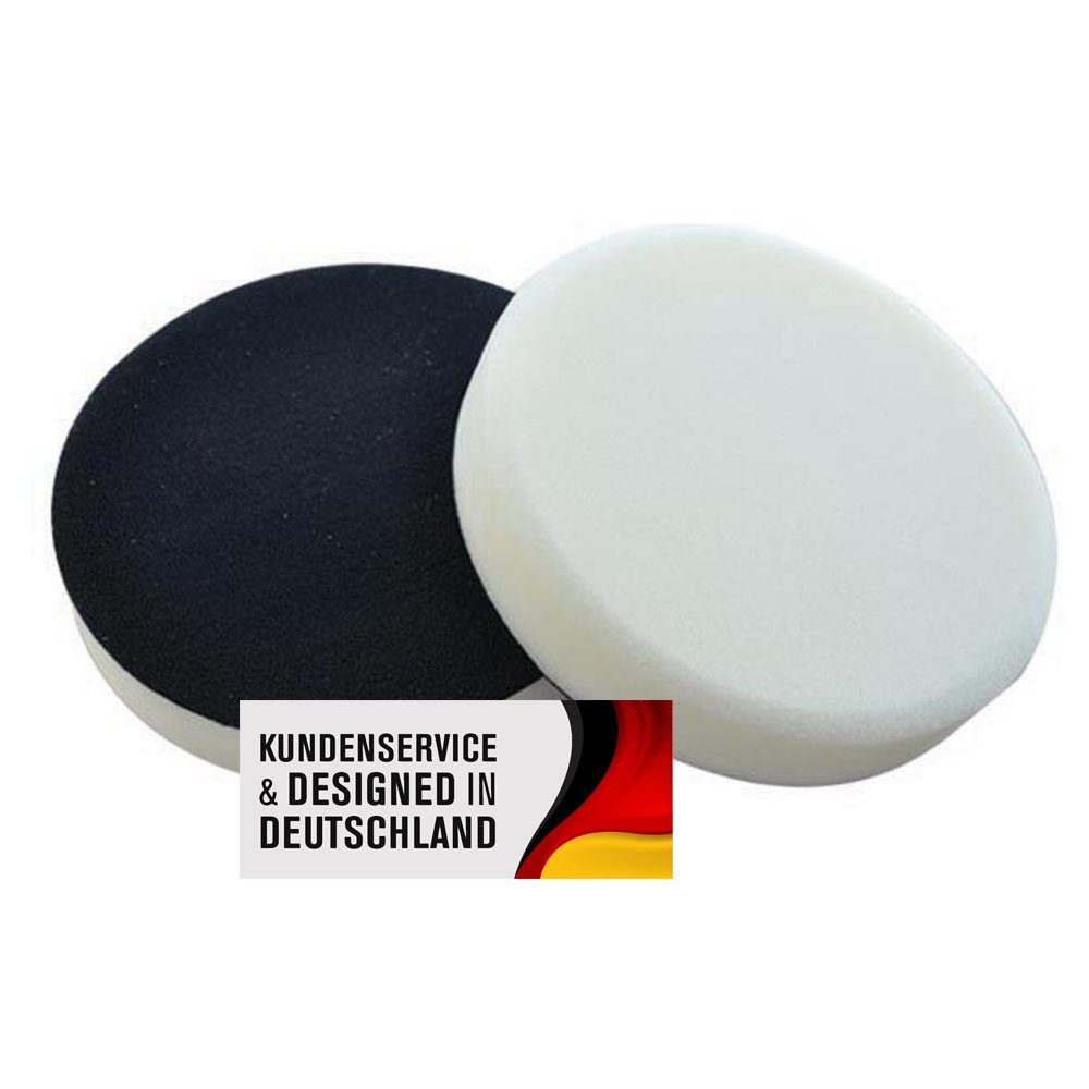 Duke-Handel Polierschwamm Polier-Zubehör Polierpads weiss, 180mm, SOFT, (Set, 2 St., Polierpad mit ⌀ 18cm für Autopolitur), Klett-Aufnahme, Auswaschbar, Reißfest, Microporen