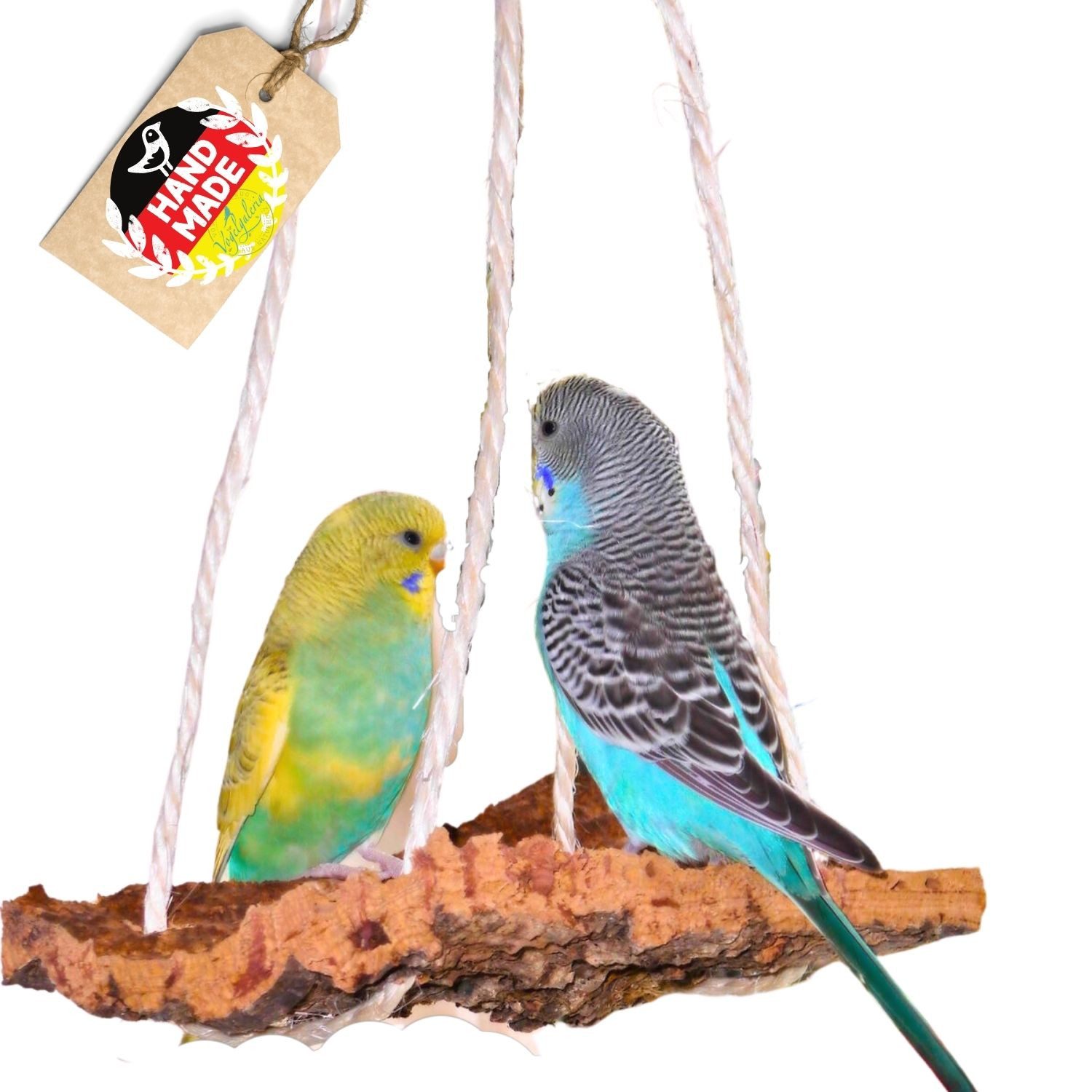 halmland Vogelspielplatz Korkschaukel Wellensittich Vogelschaukel aus Kork Vogelzubehör