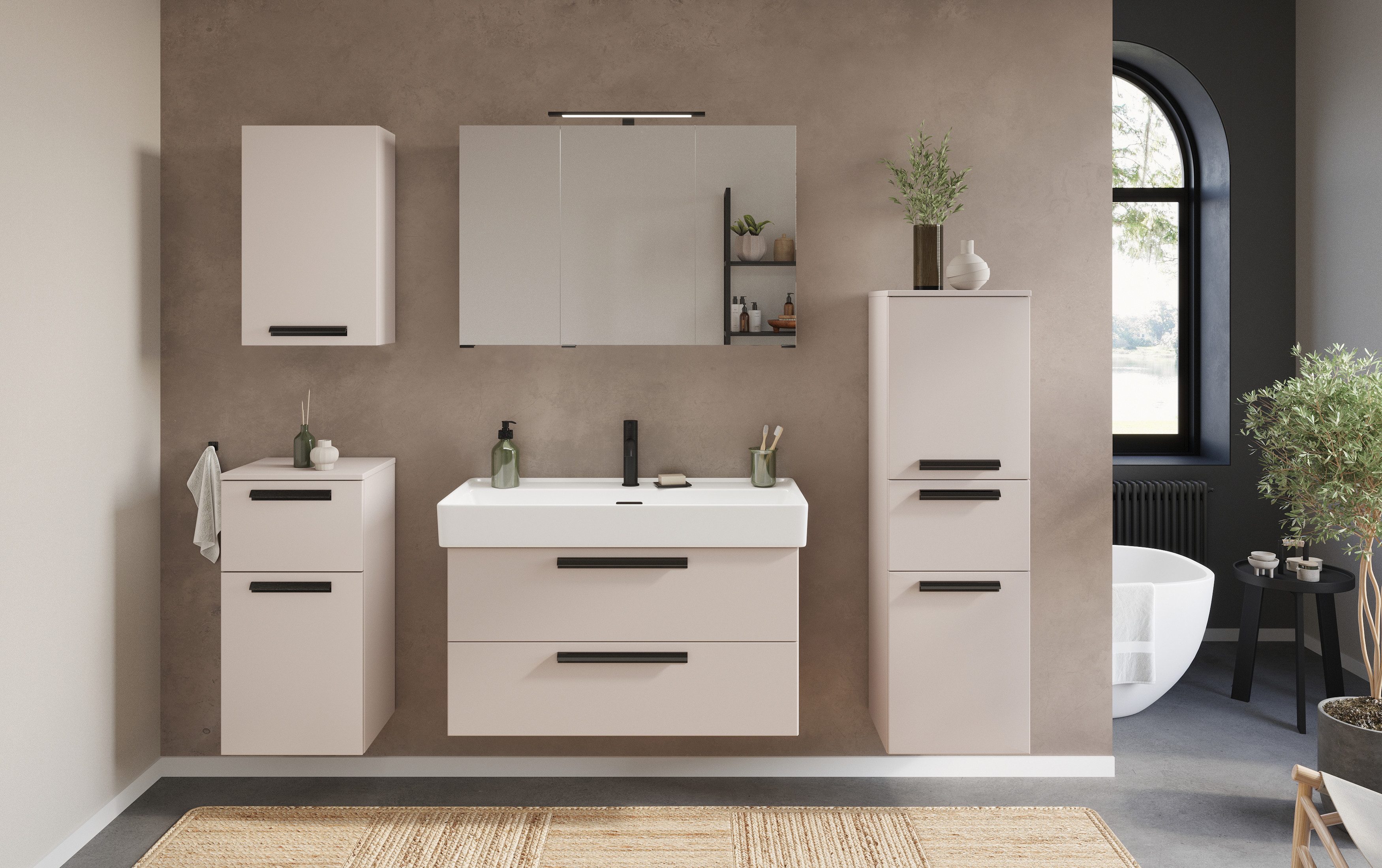 welltime Unterschrank SALVADA, Unterschrank 40 cm, gedämpfte Scharniere, Softclose Kaschmir, Front und Korpus aus hochwertigen MDF, Anti-Finger-Print