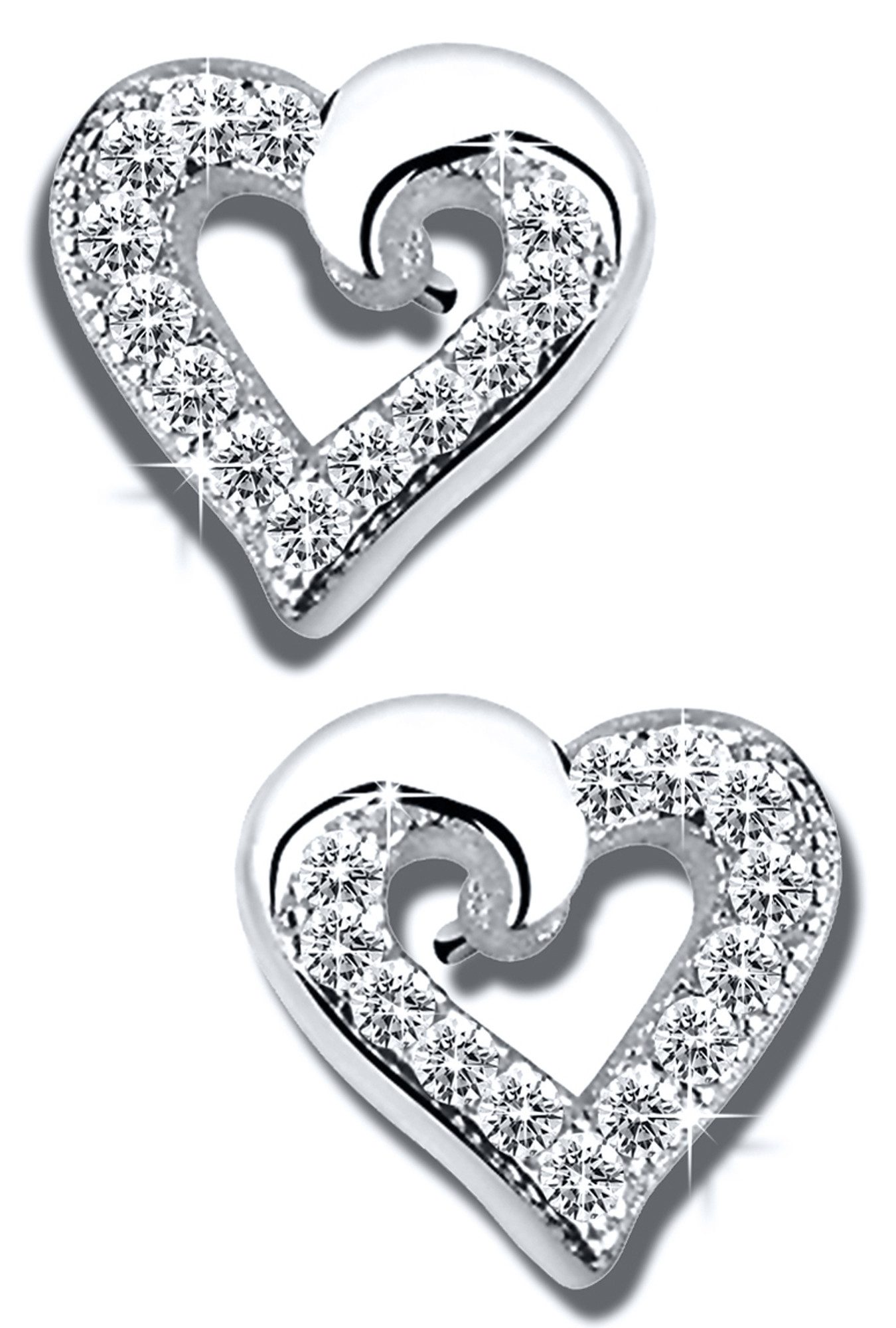 Paar Ohrstecker 925 Sterling Silber kleine Herzohrringe Ohrringe mit Herz