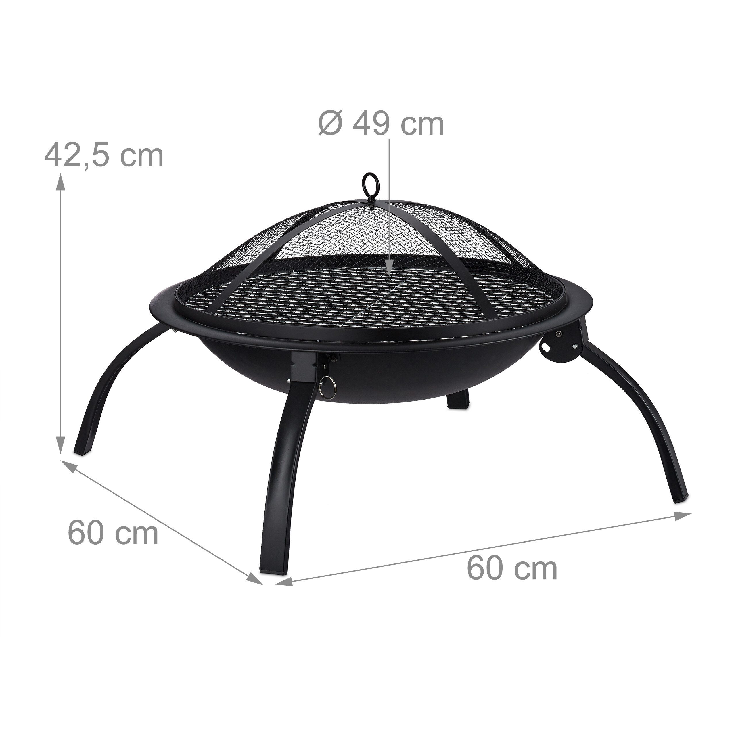 relaxdays Feuerschale XL Feuerschale mit Grillzubehör, ohne Tragetasche