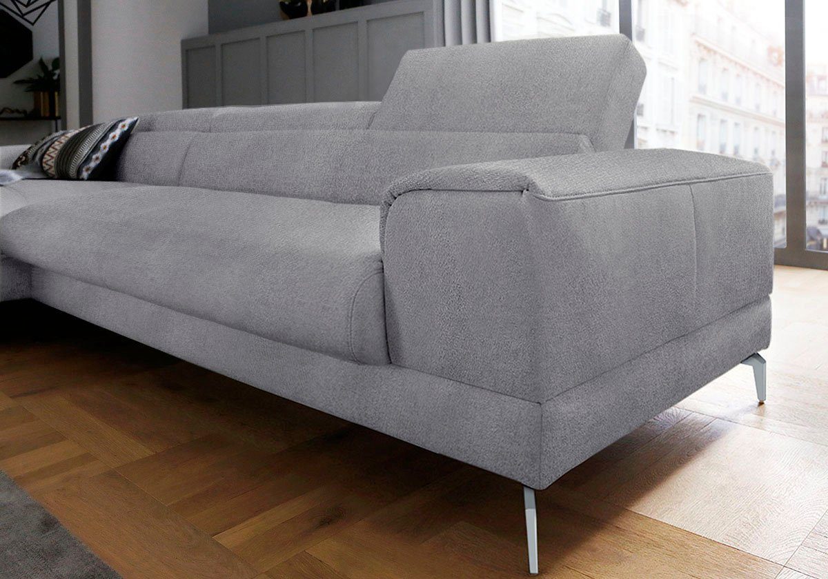 W.SCHILLIG Ecksofa piedroo, Designsofa mit tollem Sitzkomfort, elegant und bequem, L-Form, Kopfteilverstellung, wahlweise mit Sitztiefenverstellung, Breite 343cm