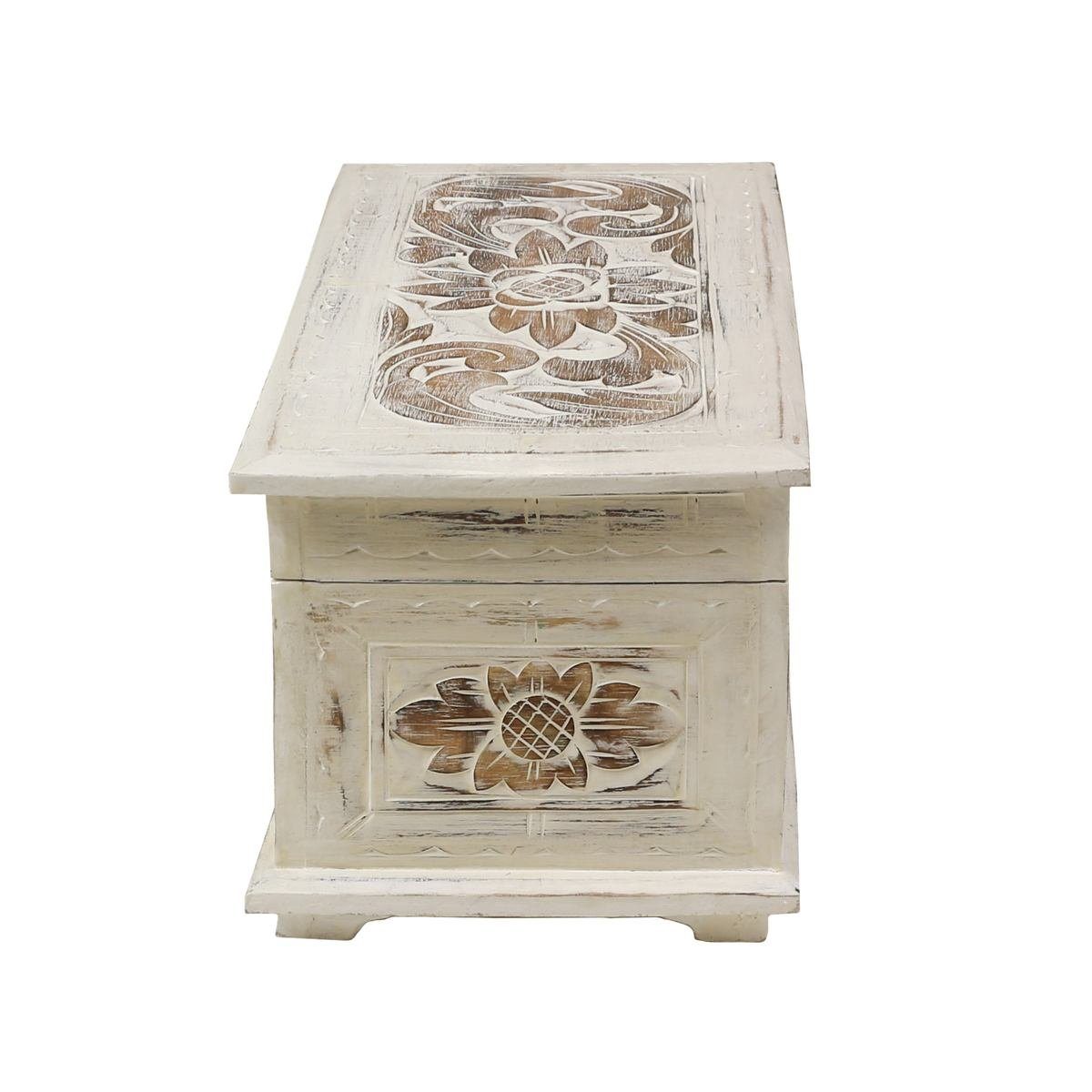 Oriental Galerie Truhe Weiße Truhe Blumen Groß 60 cm Design 2