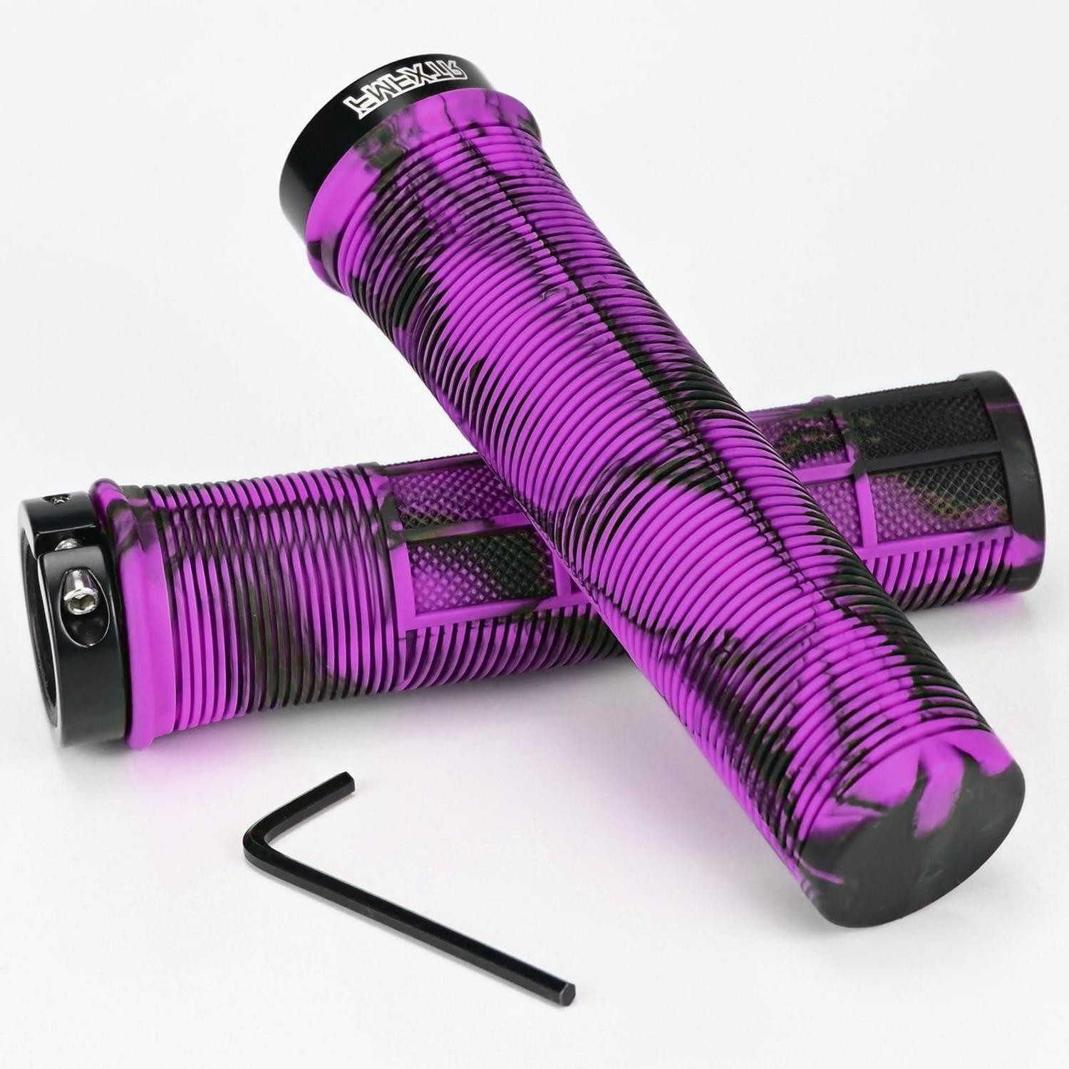 LuxusKollektion Fahrradlenkergriff Fahrradgriffe Lenker 22mm Gummi Aluminium Lock MTB MXB Violett