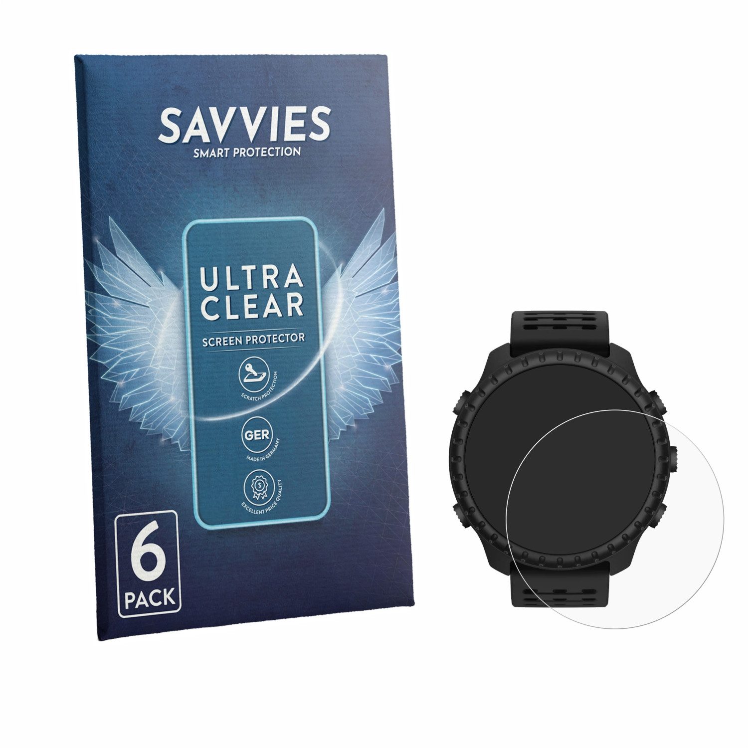Savvies Displayschutzfolie Schutzfolie für Suunto Core 2, 6 Stück, Displayschutz Schutz Folie Klar Transparent