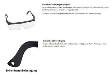 Ogeled Arbeitsschutzbrille Schutzbrille Sicherheitsbrille Laborbrille Motorradbrille UV-Schutz, (1St), nach EN166, mit Seitenschutz und einstellbarer Bügellänge, Über-Brille