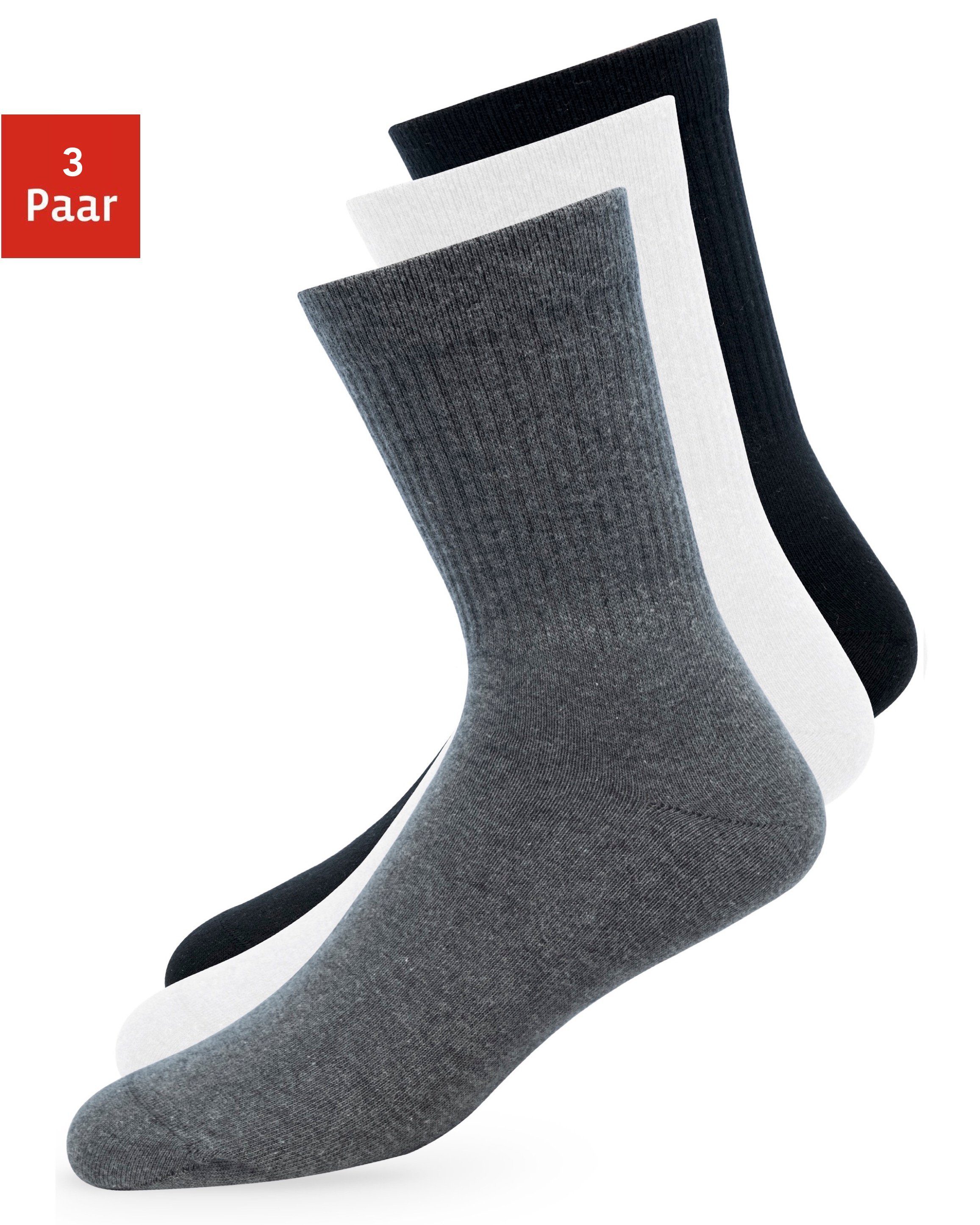 Weiß, Mix Hohe Damen Schwarz) Tennissocken Socks, Herren ROOXS (3-Paar) Made (Grau, für in & 04 Crew Basic Sportsocken EU