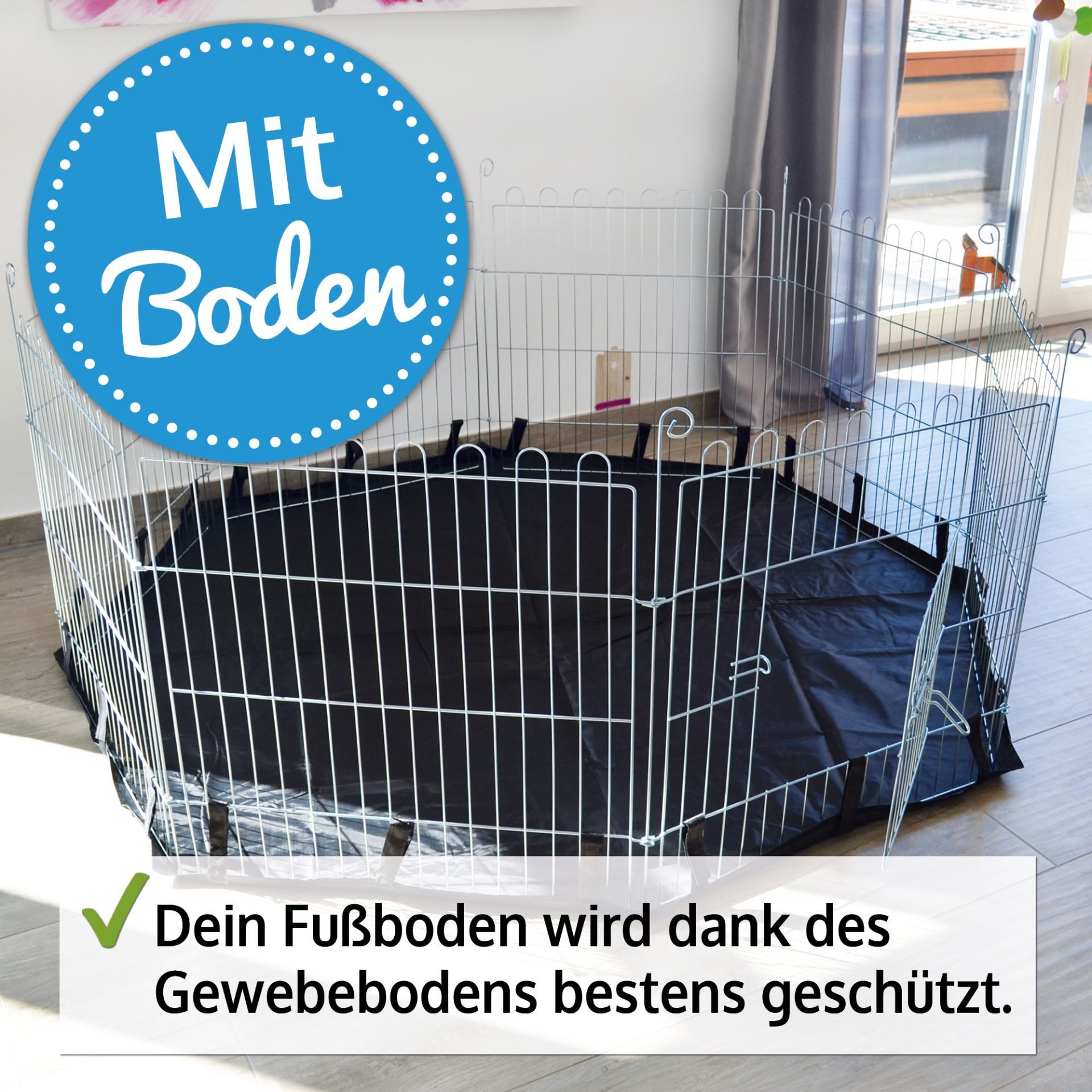 Zooprinz Freigehege Gittergehege mit Bodenschutz für Hasen, Kaninchen, Welpen, Faltbarer Freilauf Auslauf, Stecksystem, einfacher Aufbau