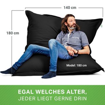 Green Bean Sitzsack Square (Indoor Bean Bag XXL 140x180cm 380 Liter, Kinder & Erwachsene Bean Bag), EPS Perlen Füllung Riesensitzsack Groß Liegekissen Sitzkissen