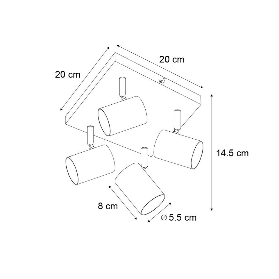 Qazqa LED Aufbaustrahler Jeana, ohne Leuchtmittel, Warmweiß, QAZQA Aufbau­spot, gu10, Weiß, Stahl, Modern