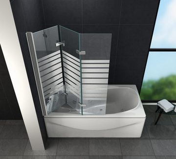 Home Systeme Badewannenaufsatz Duschwand Duschtrennwand Duschkabine Dusche Falttür Klarglas Satiniert