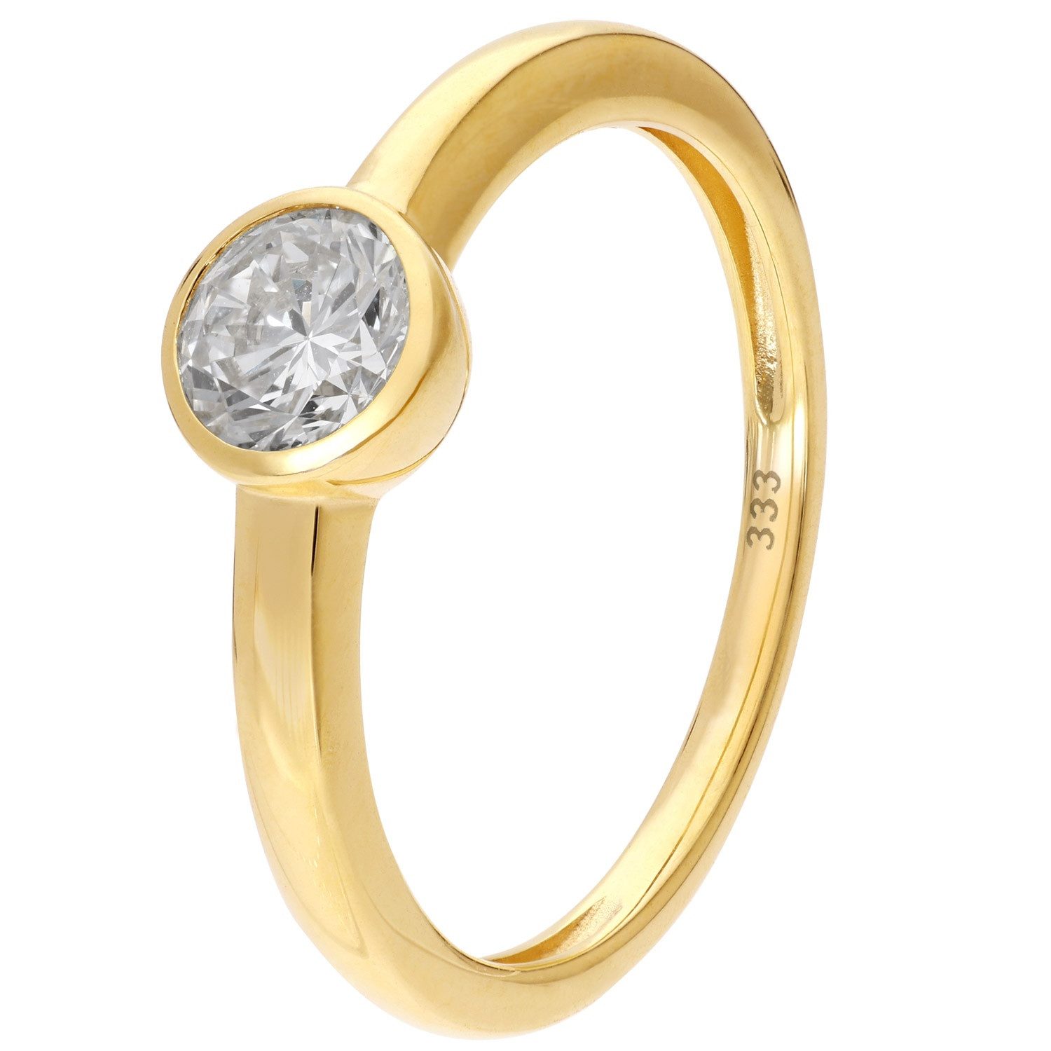 Glizz Solitärring Damenring Gold 333 mit Lab Grown Diamant 0,50 ct. Brillant